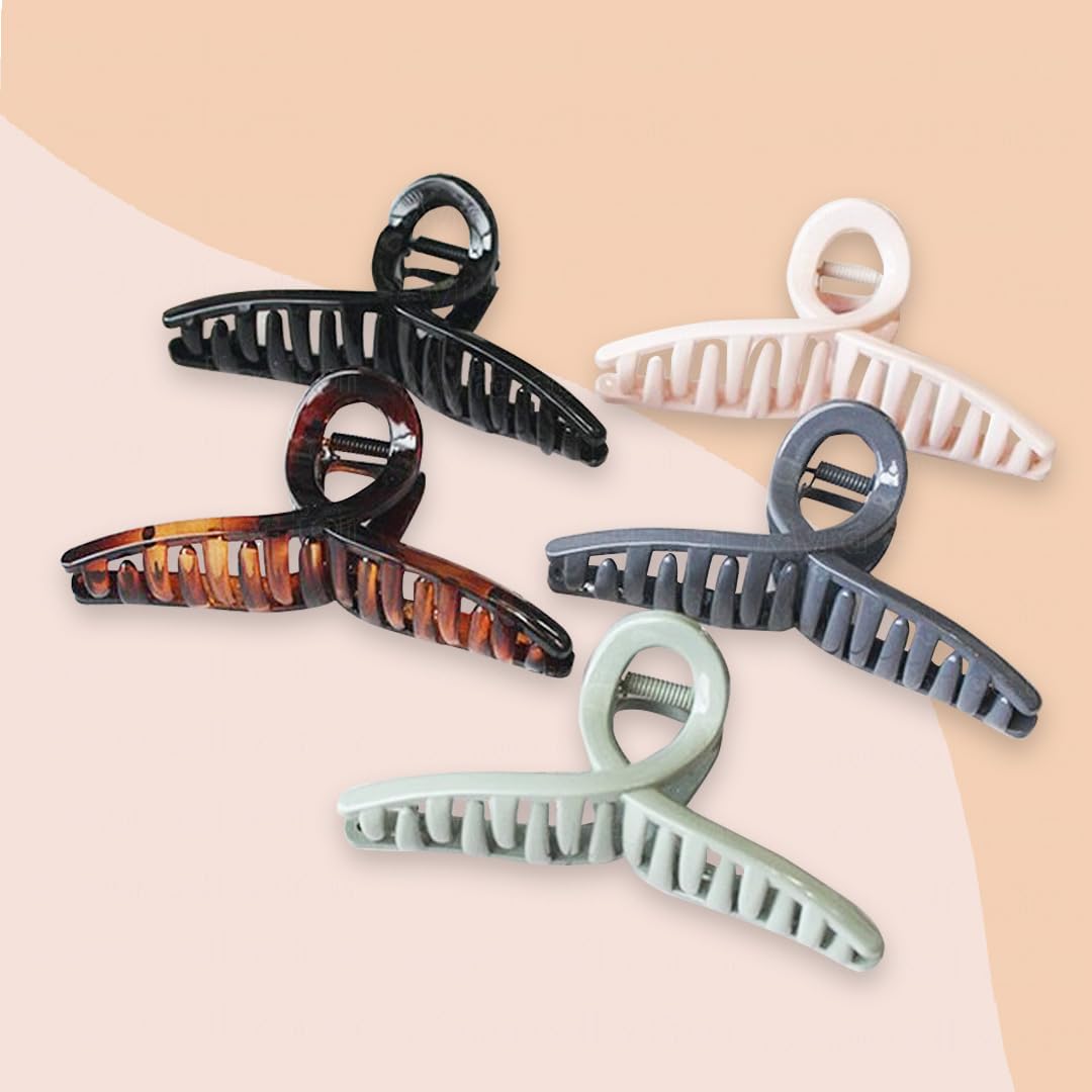 Myra Collection 5-Piece Large Hair Claw Clips - Simple & Elegant Hair Accessories for Women & Girls - Perfect for Updos, Ponytails and Everyday Hairstyles