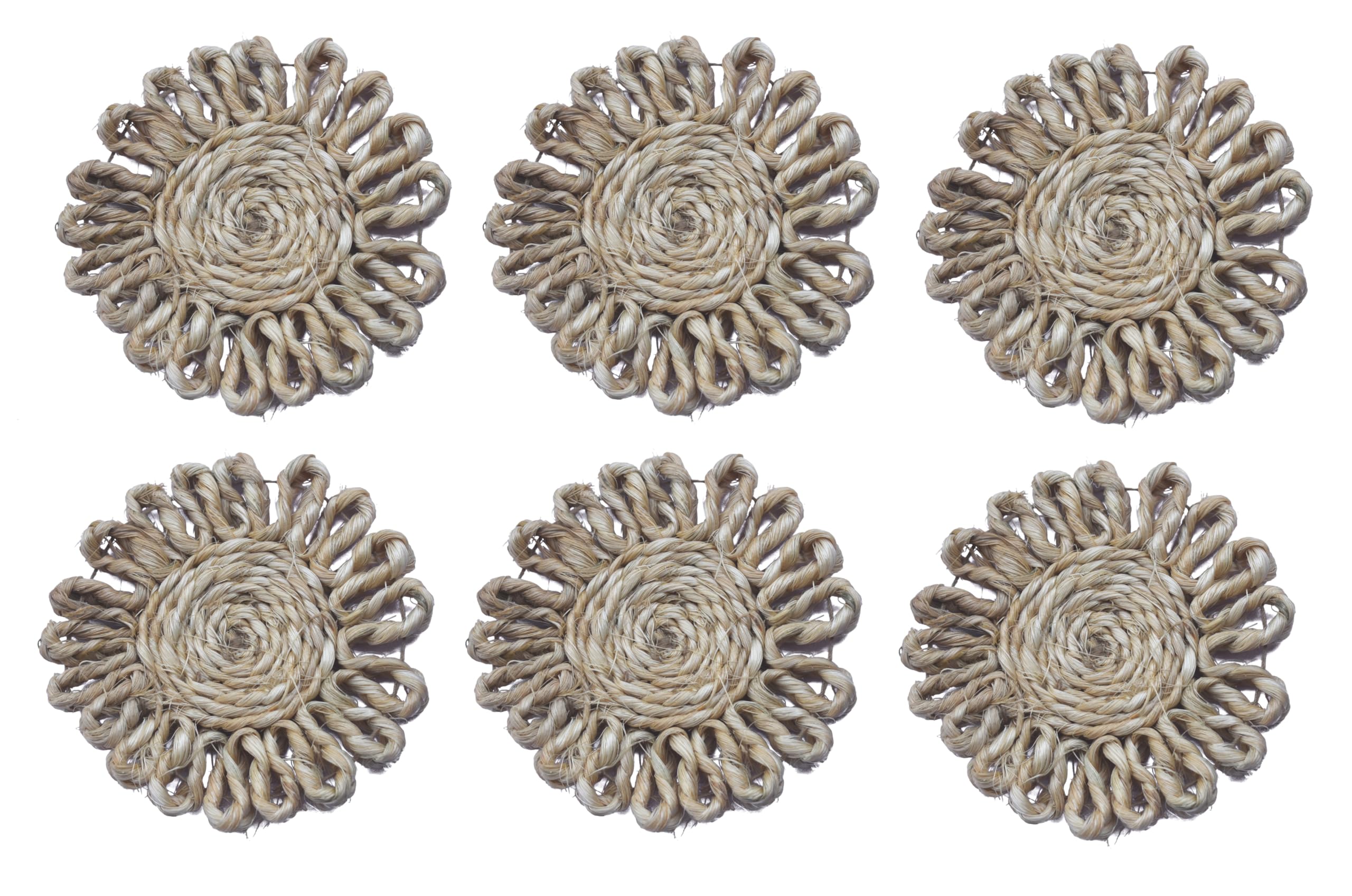 MARSHLAND Handcrafted 10cm Round Jute Coasters Set of 12 - Natural Fiber Drink Coasters for Dining Table, Coffee & Tea - Perfect for Home Decor, Kitchen, Office & Party Use