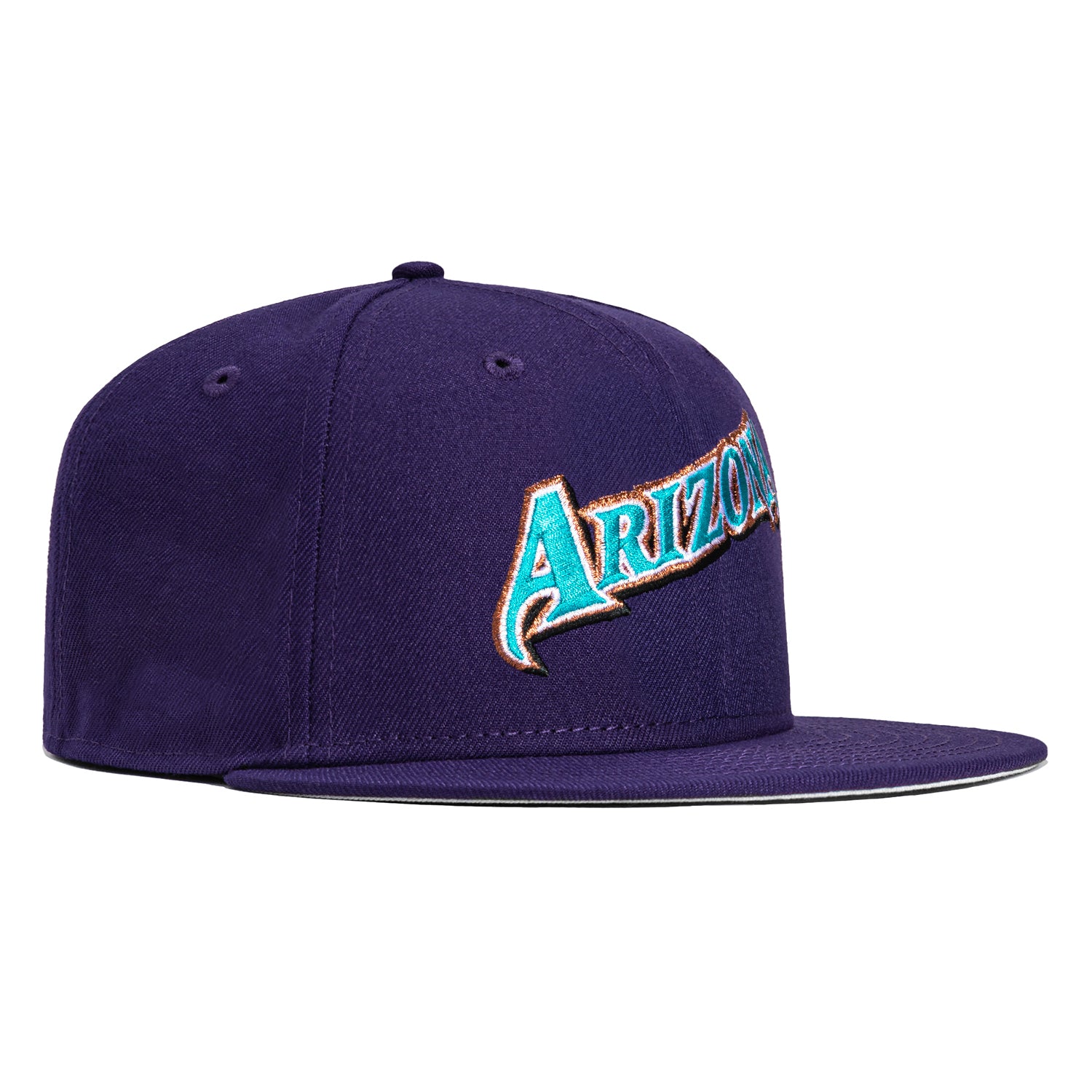 New Era 59Fifty MLB Arizona Diamondbacks Snapback Hat - 1998 Vintage Baseball Cap in Purple, Teal & Metallic Copper | Official Licensed Merchandise for Baseball Fans & Sports Collectors | Perfect for Games, Tailgating & Streetwear Fashion