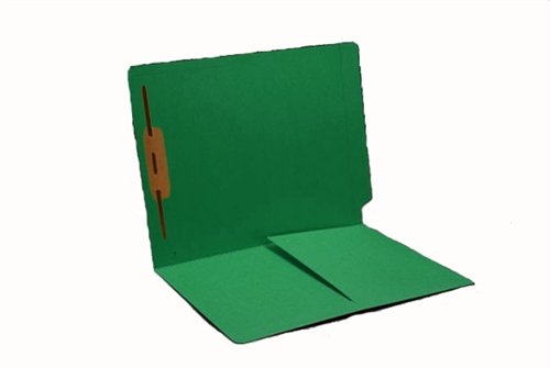 Green Folders with 1 Top Fastener, 1/2 Pocket & End Tab - Perfect for Office Organization, School Supplies & Document Filing