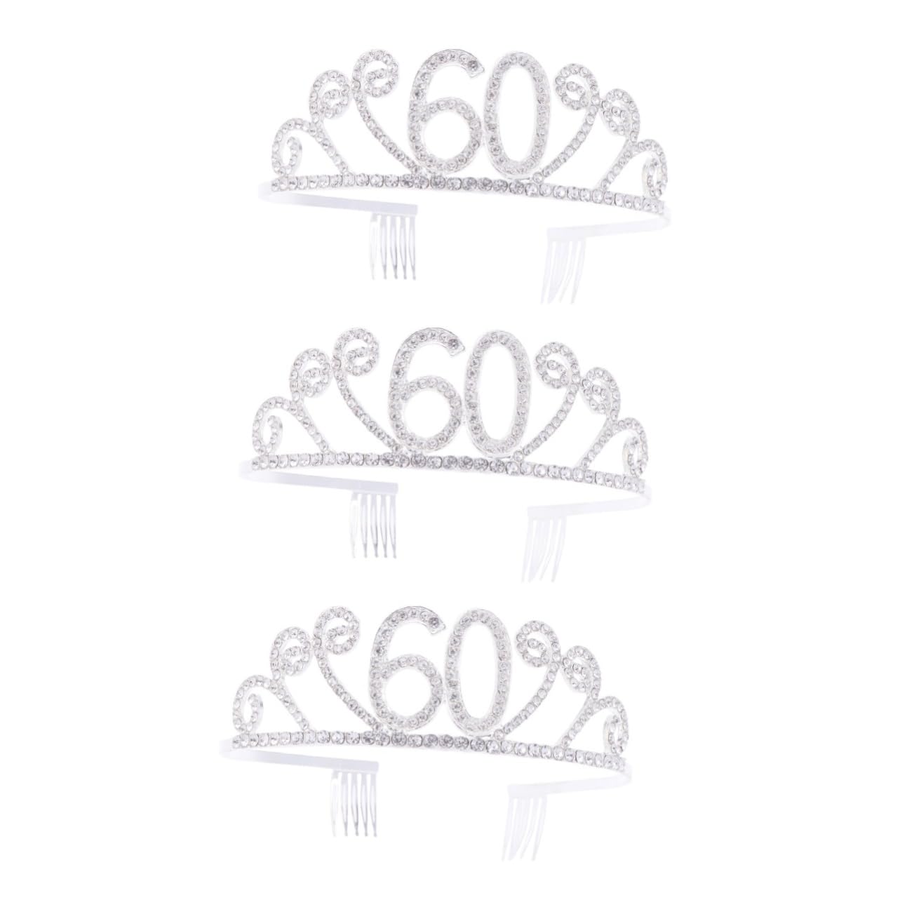 FOMIYES 3-Piece Rhinestone Hair Crown Set – Elegant Bridal Headpiece with 60 Crystals, Baroque Hair Accessories for Women, Wedding, Birthday & Special Occasions | Perfect for Brides, Prom, Pageants & Photo Shoots