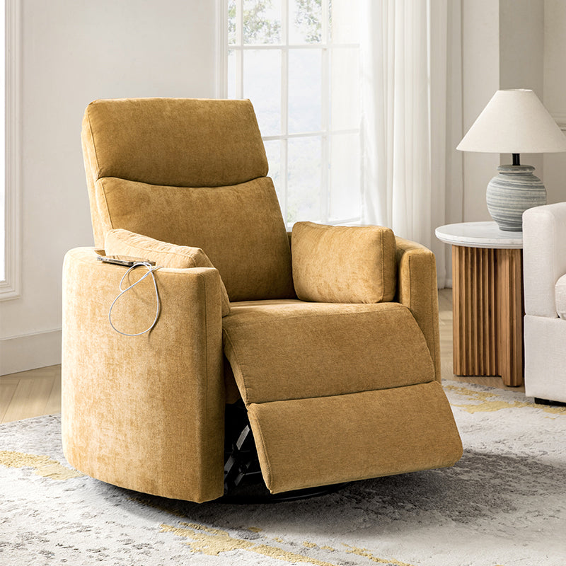 Monica Swivel Rocker Power Recliner Chair with Adjustable Headrest & Lumbar Support - Optional Removable Pillows - Perfect for Living Room, Home Theater & Relaxation