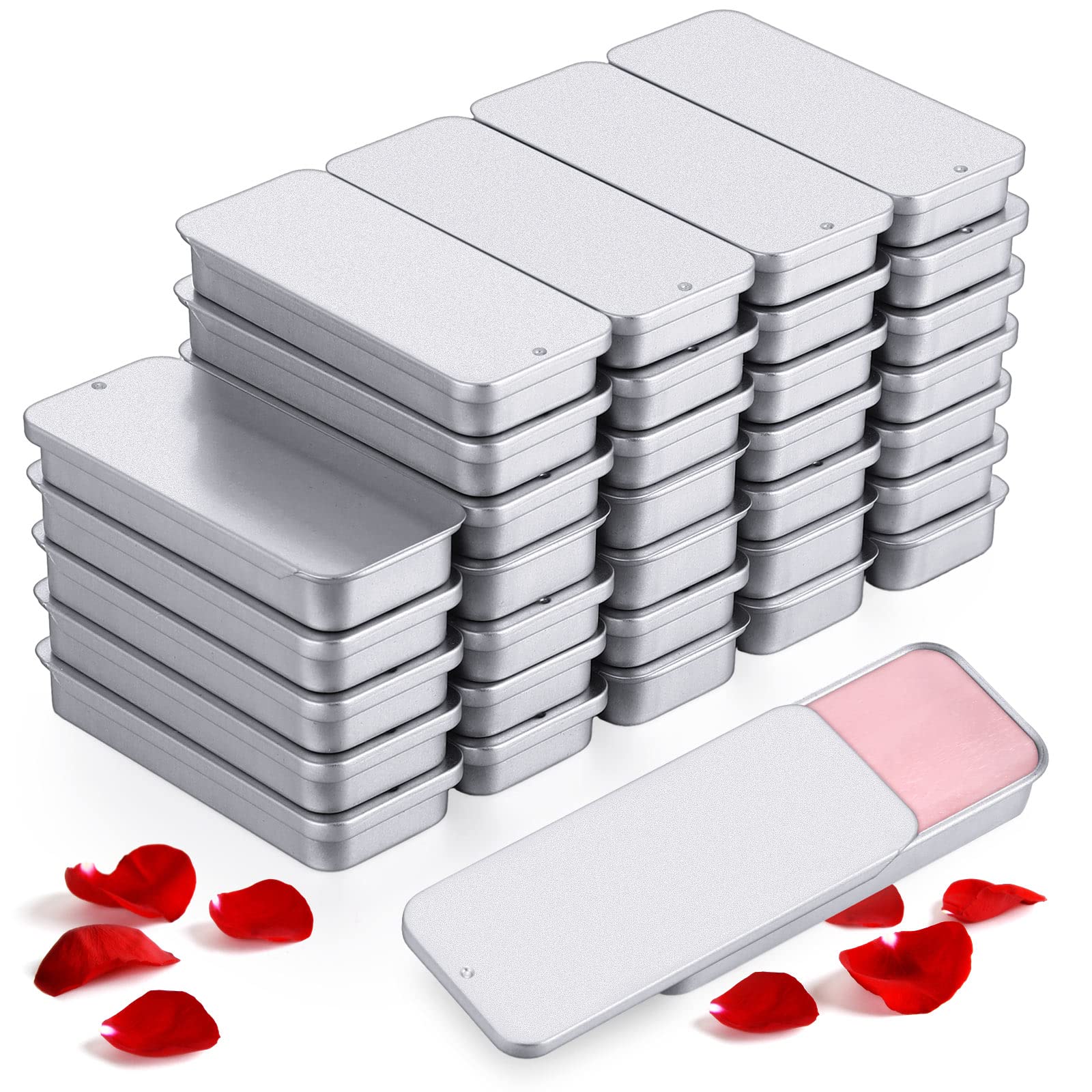 40 Pcs Small Slide Top Tin Containers - 3.15
