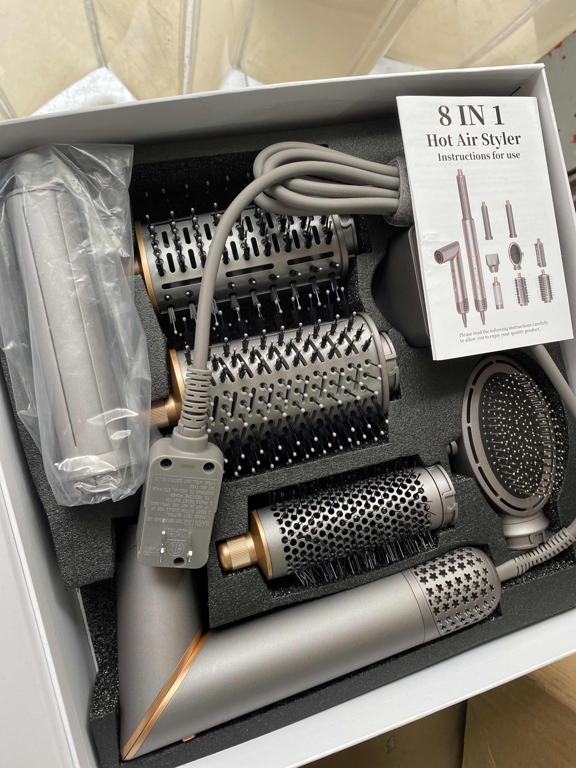 8 in 1 Hair Dryer Brush Set - Ionic Hot Air Styler for Curling, Waves & Straightening | Foldable Blow Dry Brush for Volume & Smoothing | Perfect for Home, Salon & Travel Styling