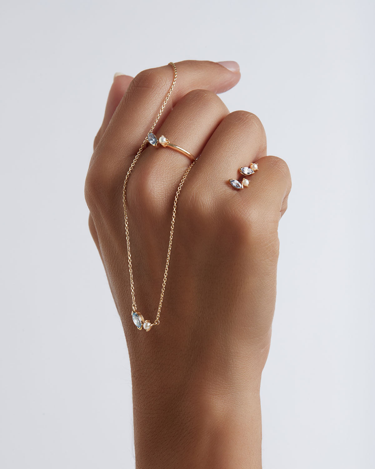 14K Solid Gold Into The Blue Ring - Elegant Dainty Stackable Ring for Women, Perfect for Everyday Wear, Anniversary Gifts & Special Occasions
