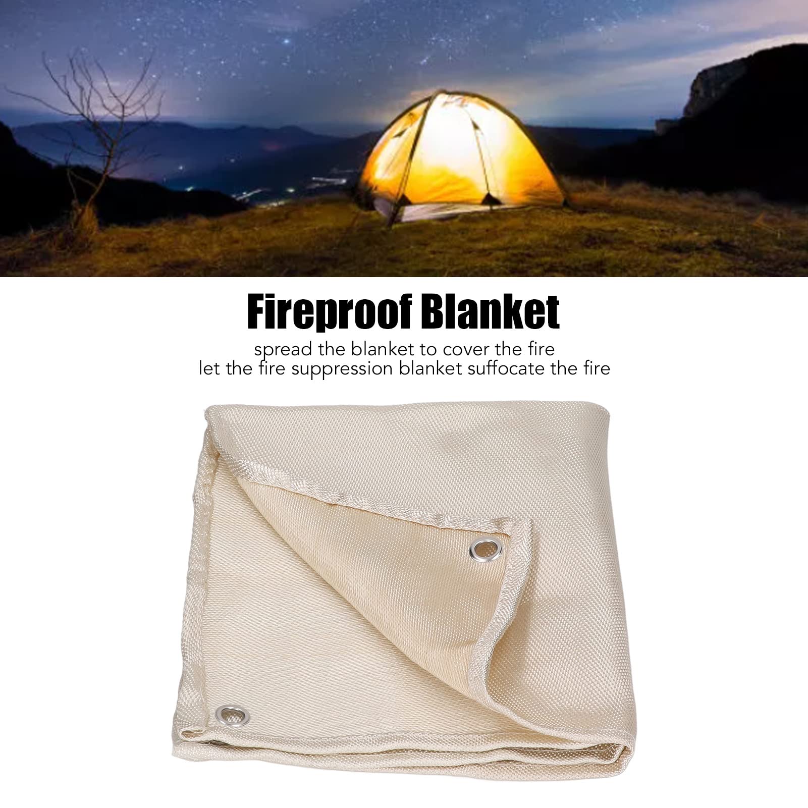Jeanoko Fireproof Blanket - Heavy Duty Fiberglass Fire Retardant Welding Blanket for Home, Kitchen, and Workshop Safety | Emergency Fire Suppression & Insulation Protection