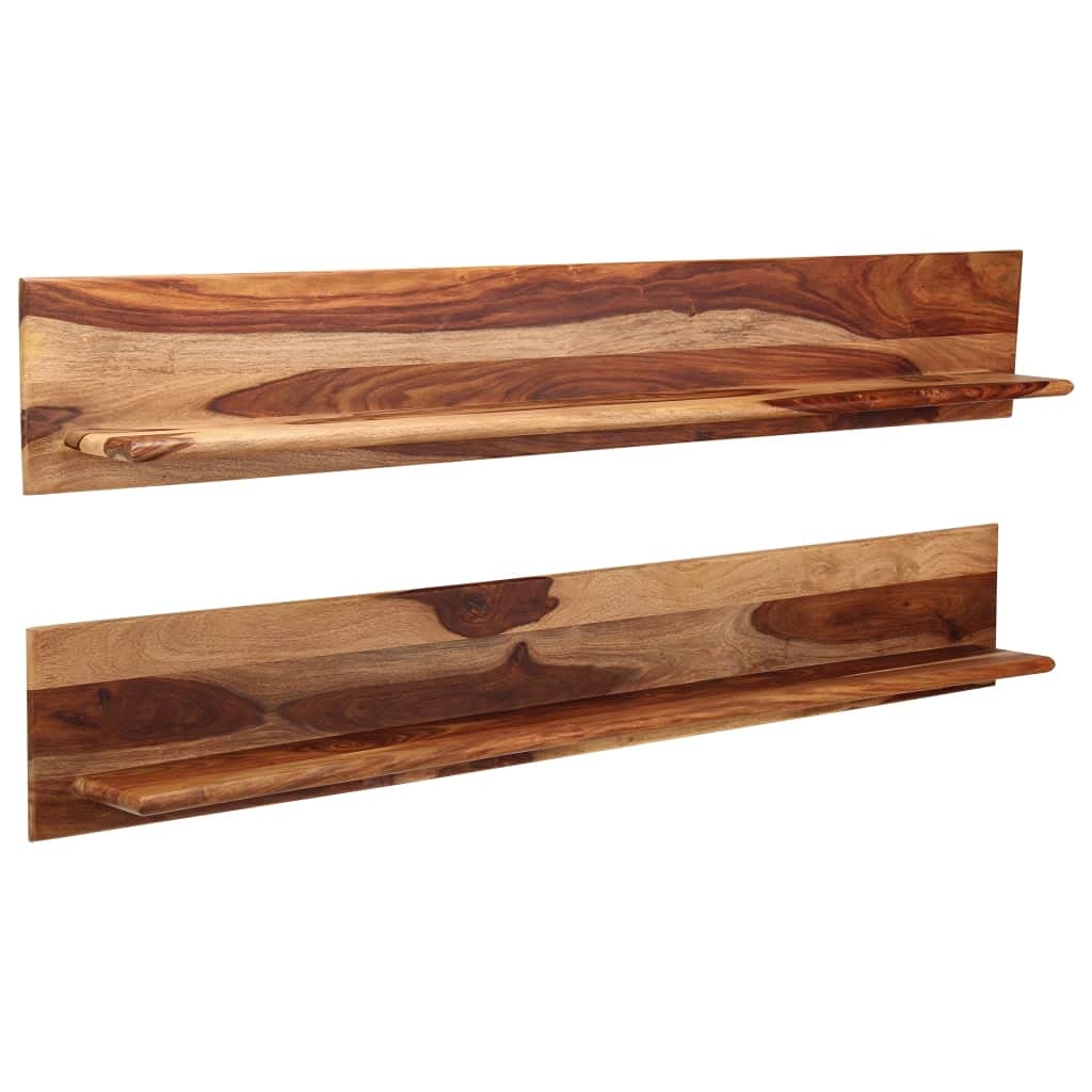 Set of 2 Floating Shelves - 66.5 Inch Solid Wood Wall Mounted Shelves for Home Decor | Perfect for Bedroom, Kitchen, Bathroom & Living Room Display | Easy Installation & Stylish Brown Finish