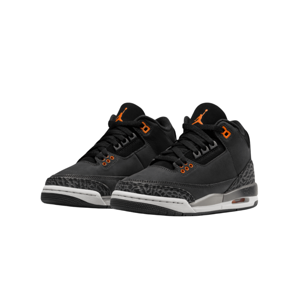 Air Jordan 3 Retro GS Sneakers - Fear Pack Night Stadium in Total Orange, Black & Neutral Grey (2023 Release) | Basketball Shoes for Kids & Teens | Perfect for School, Sports & Casual Wear