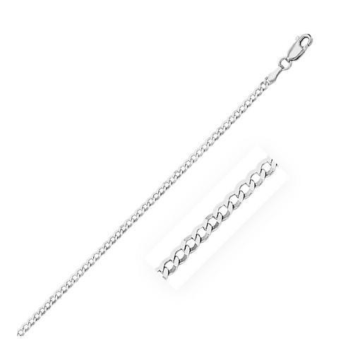 2.6mm 14k White Gold Solid Curb Chain Necklace - 20 Inch Durable & Hypoallergenic Jewelry for Men & Women - Perfect for Everyday Wear, Gifts & Special Occasions