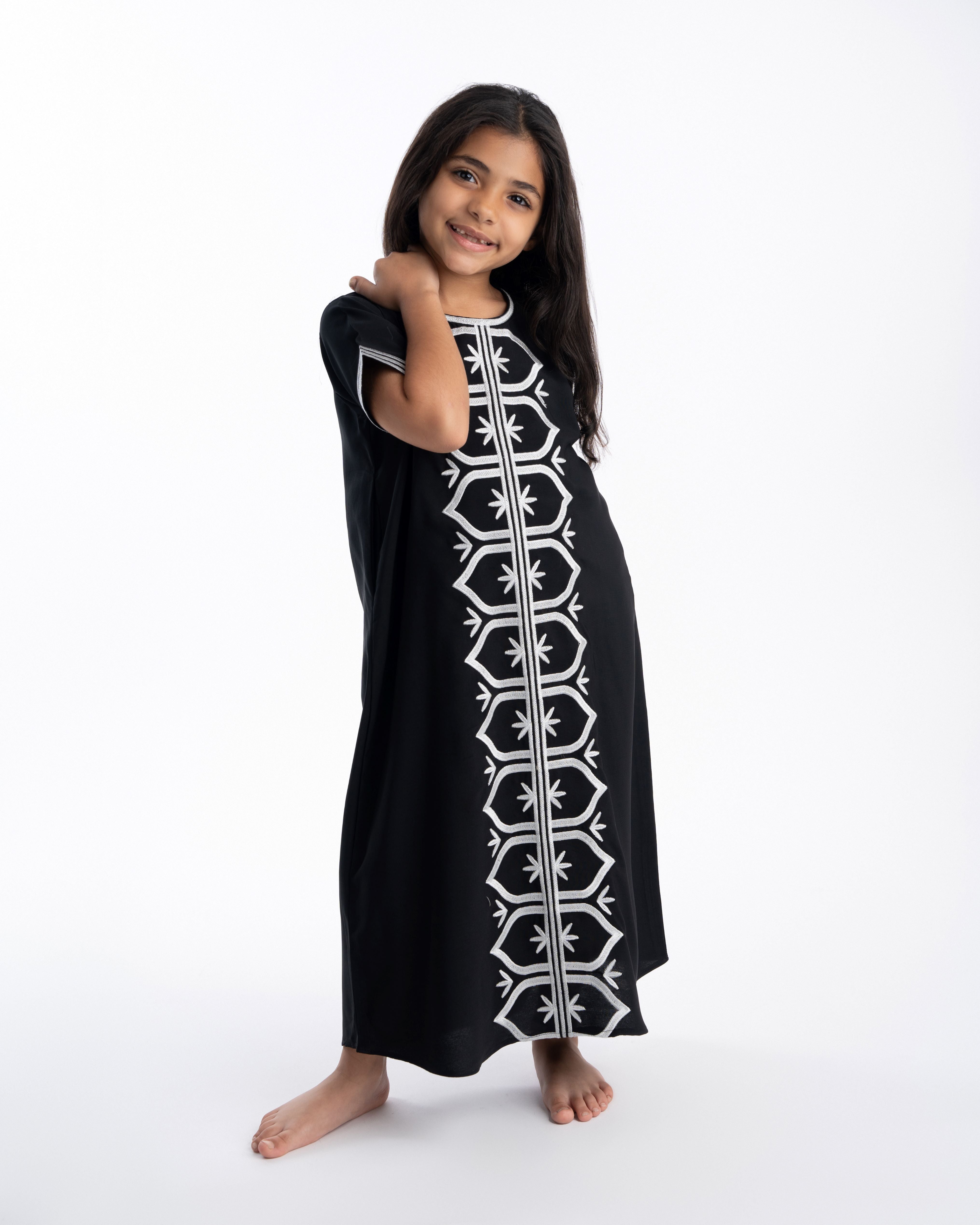 Malika Black Abaya for Kids - Islamic Prayer Dress for Girls - Perfect for Eid, Mosque, and Special Occasions