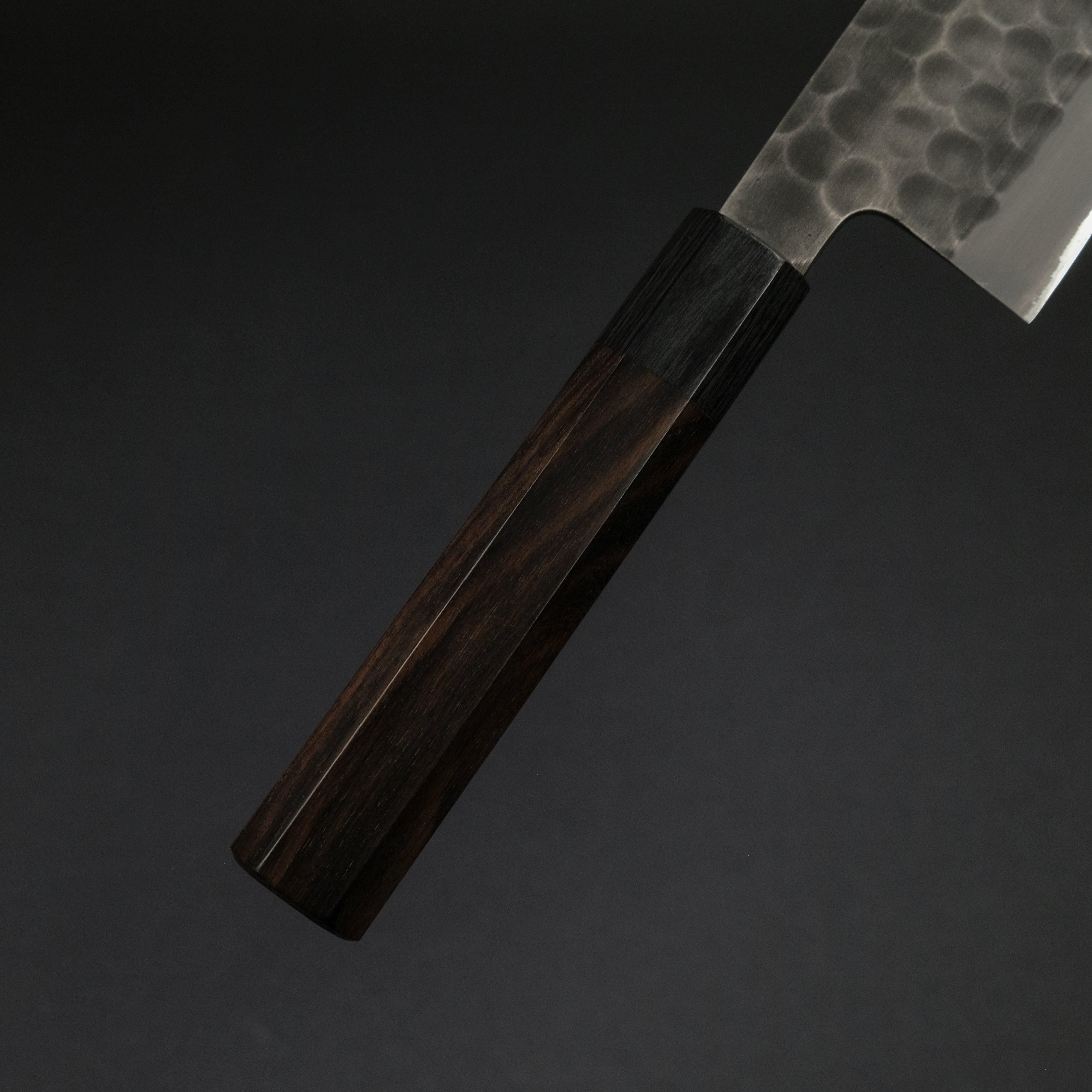 Mutsumi Blue Super Kurouchi Tsuchime Nakiri Knife 180mm with Ebony Handle - Japanese Chef Knife for Vegetable Chopping & Slicing