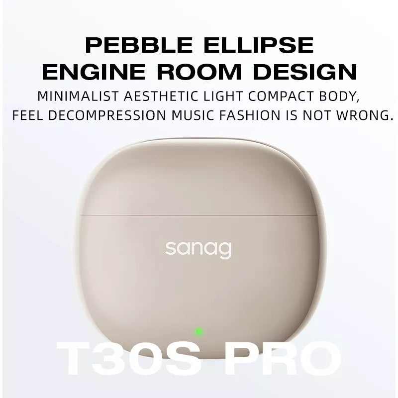 Sanag T30S Pro Half In Ear Bluetooth 5.3 Wireless Earbuds with ENC Noise Cancellation, 30H Playtime, IPX5 Waterproof - Perfect for Gym, Running, Workout & Commuting