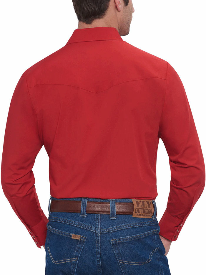 Ely Cattleman 15201905 70 Men's Long Sleeve Western Shirt - Solid Red Plaid for Cowboy, Rodeo & Country Style Fashion