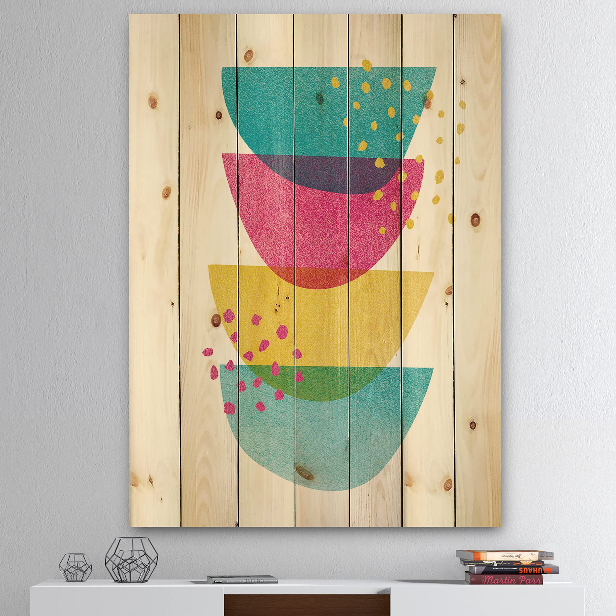 Mid-Century Modern Wood Wall Art - Blue Abstract Pine Panels for Home Decor