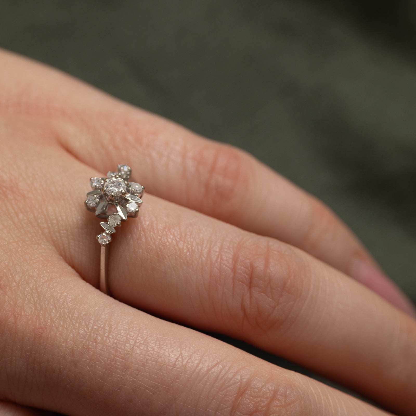 0.28ctw Diamond Floral Cluster Ring - Size 6.5 - Elegant Wedding Band, Anniversary Gift & Everyday Jewelry for Women