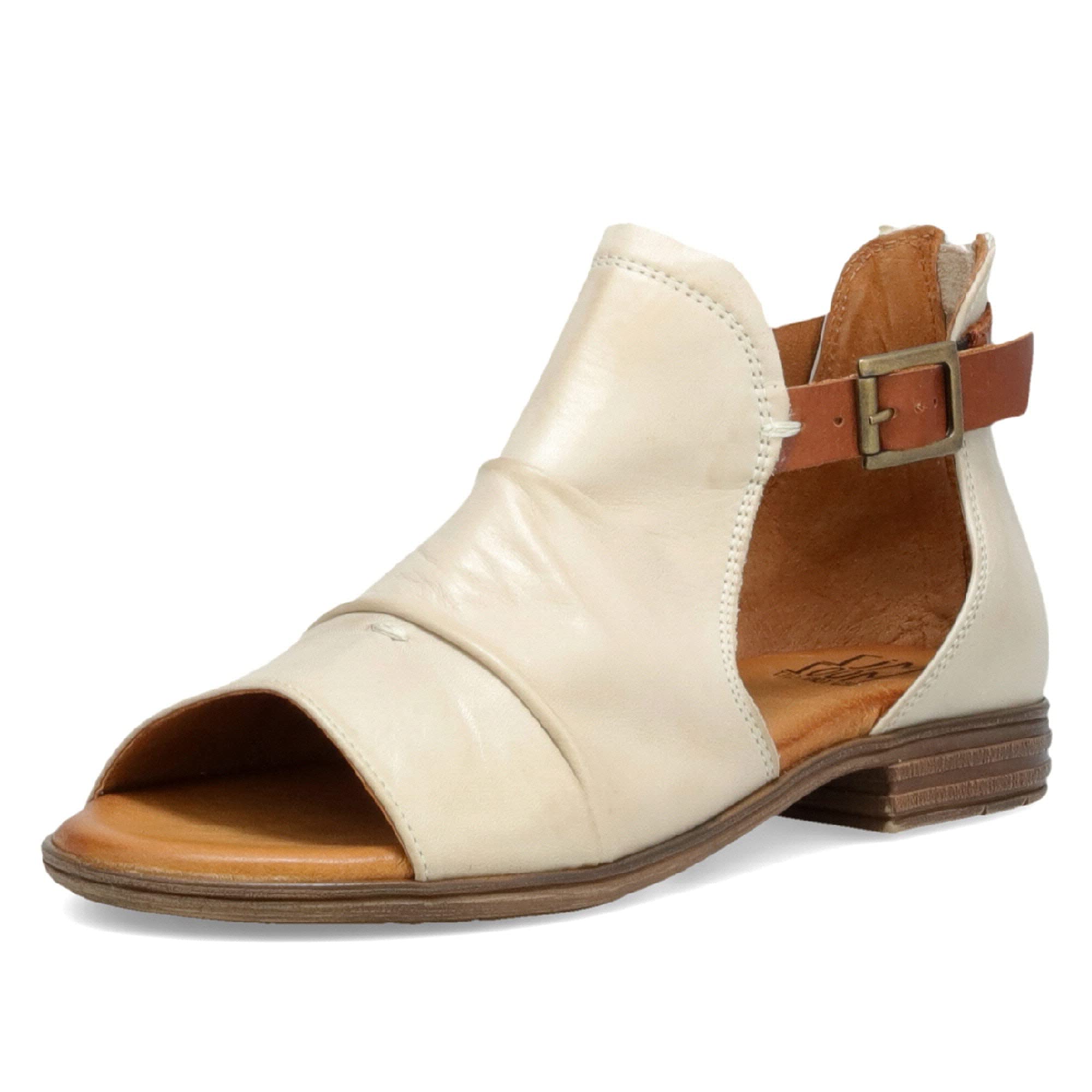 Miz Mooz Dipper Women's Leather Sandals - Peep Toe Buckle Strap Sandals with Open Sides - Comfortable Casual Summer Shoes for Beach, Vacation & Everyday Wear