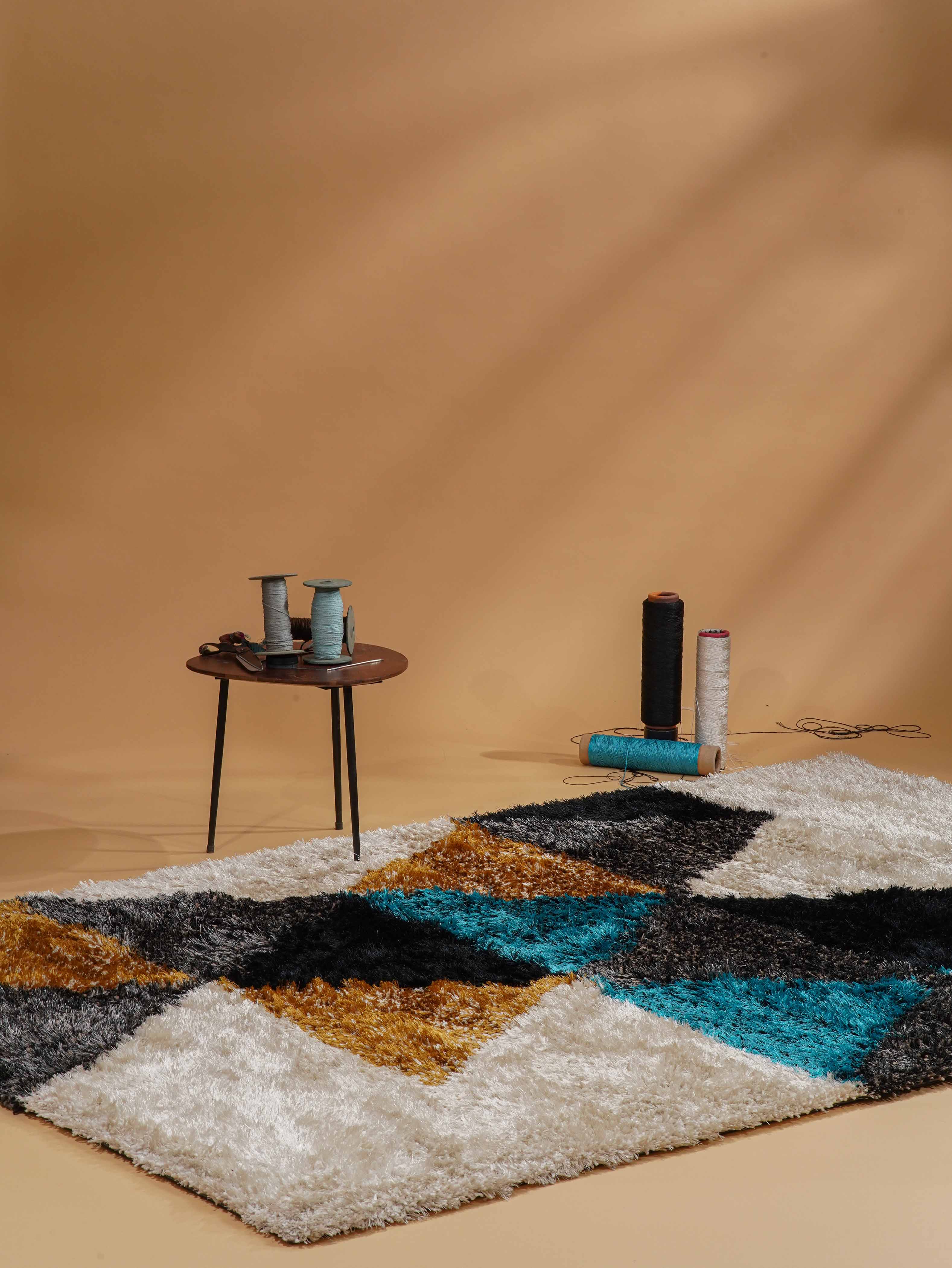 Handmade Diagonal Hand Tufted Wool Area Rug - Soft Non-Slip Living Room Carpet for Bedroom, Dining Room, Home Decor