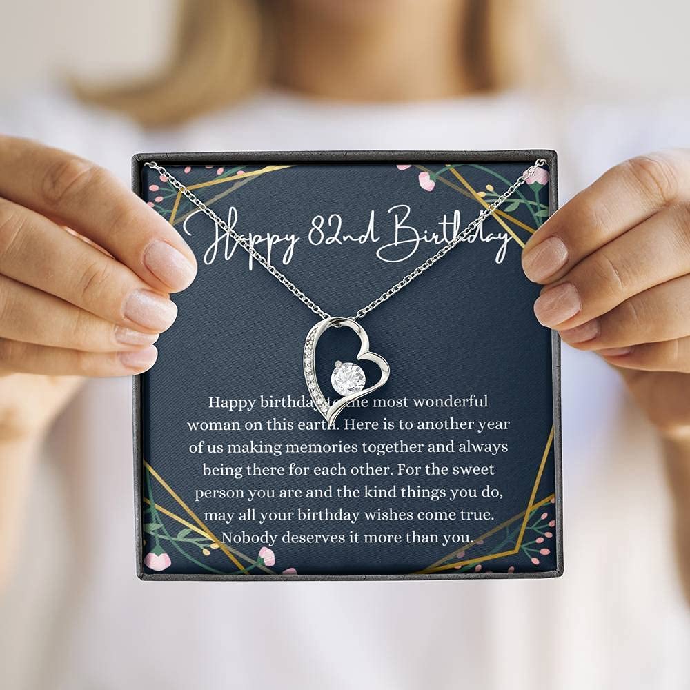 Handmade Personalized Message Card Jewelry - Heart Necklace for 82nd Birthday | Thoughtful Gift for 82 Year Old Women | Perfect for Birthday Celebrations, Anniversaries & Special Occasions