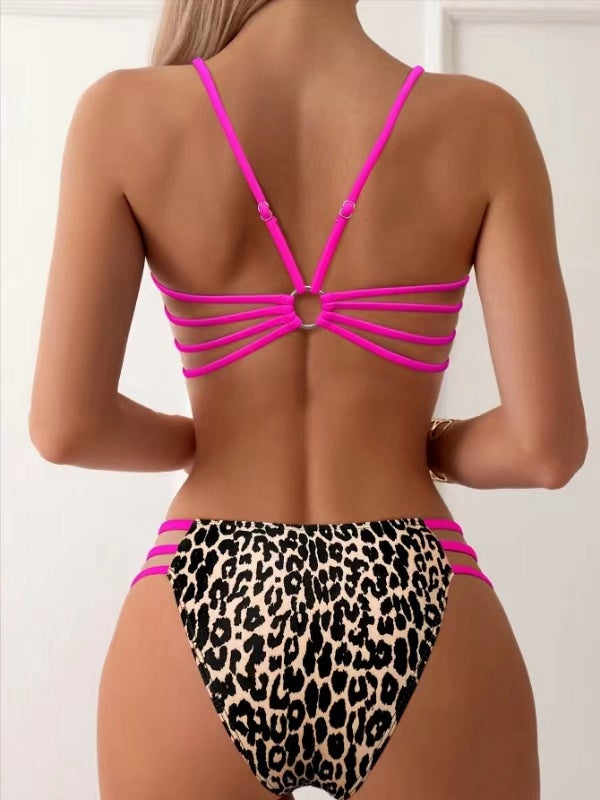ZASUWA Women's Sexy Leopard Print Bikini Set - High Contrast Color Swimwear for Beach, Pool Party & Summer Vacation