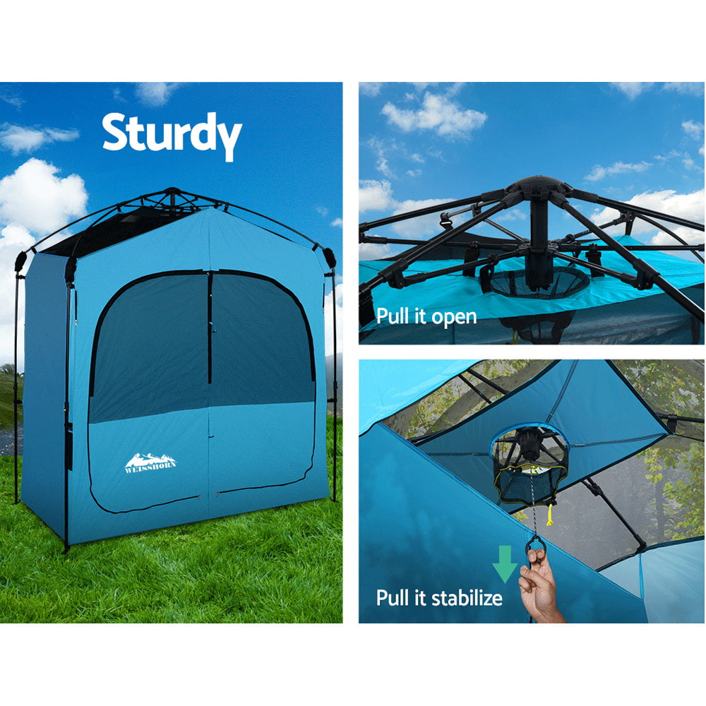 Weisshorn Pop Up Camping Shower Tent - Portable Outdoor Changing Room & Toilet Shelter for Camping, Beach, Hiking - Lightweight & Waterproof (Blue) | Perfect for Outdoor Adventures, Travel & Emergency Use