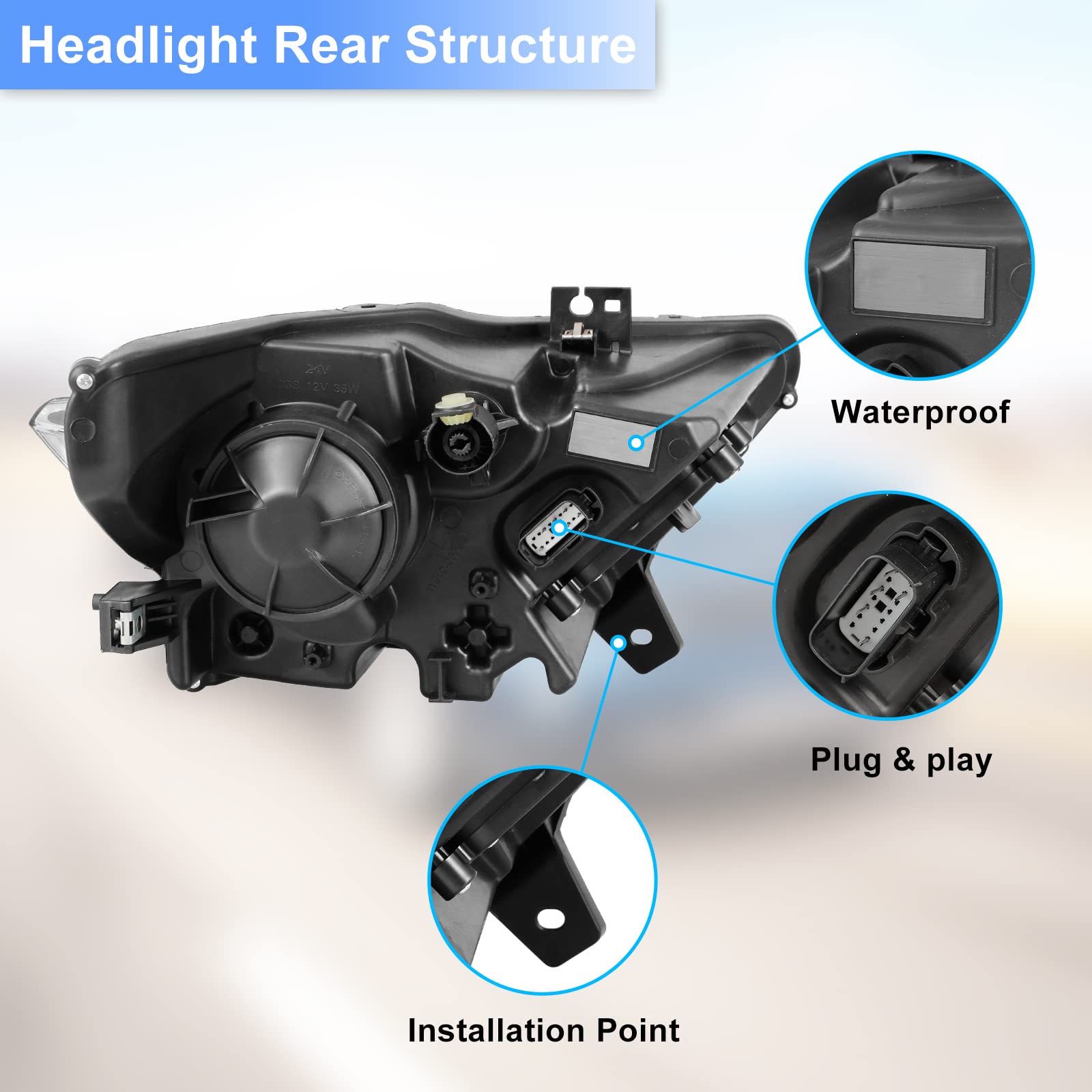 ROXX LED Headlight Assembly Compatible with 2015-2017 Ford Mustang - Full LED Projector DRL Headlights with High/Low Beam - Perfect for Night Driving & Car Upgrades