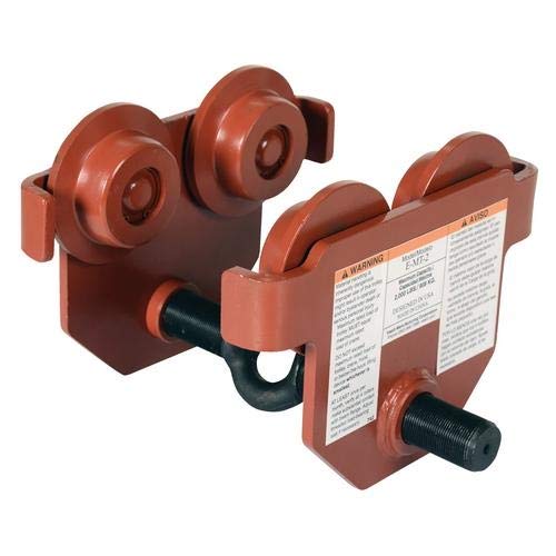 Vestil E-MT-2 Manual Push Trolley with Eye Hook - 2000 lb Capacity - Heavy Duty Material Handling for Warehouses, Workshops & Industrial Use