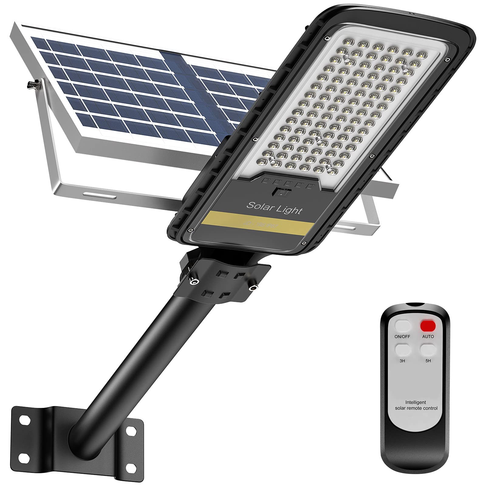 Engrepo Solar Street Lights Outdoor 15000LM - IP67 Waterproof LED Flood Light with Remote Control & Mounting Bracket - Dusk to Dawn Security Lighting for Yard, Garden, Driveway, Pathway & Backyard (Solar Powered, Energy Efficient)