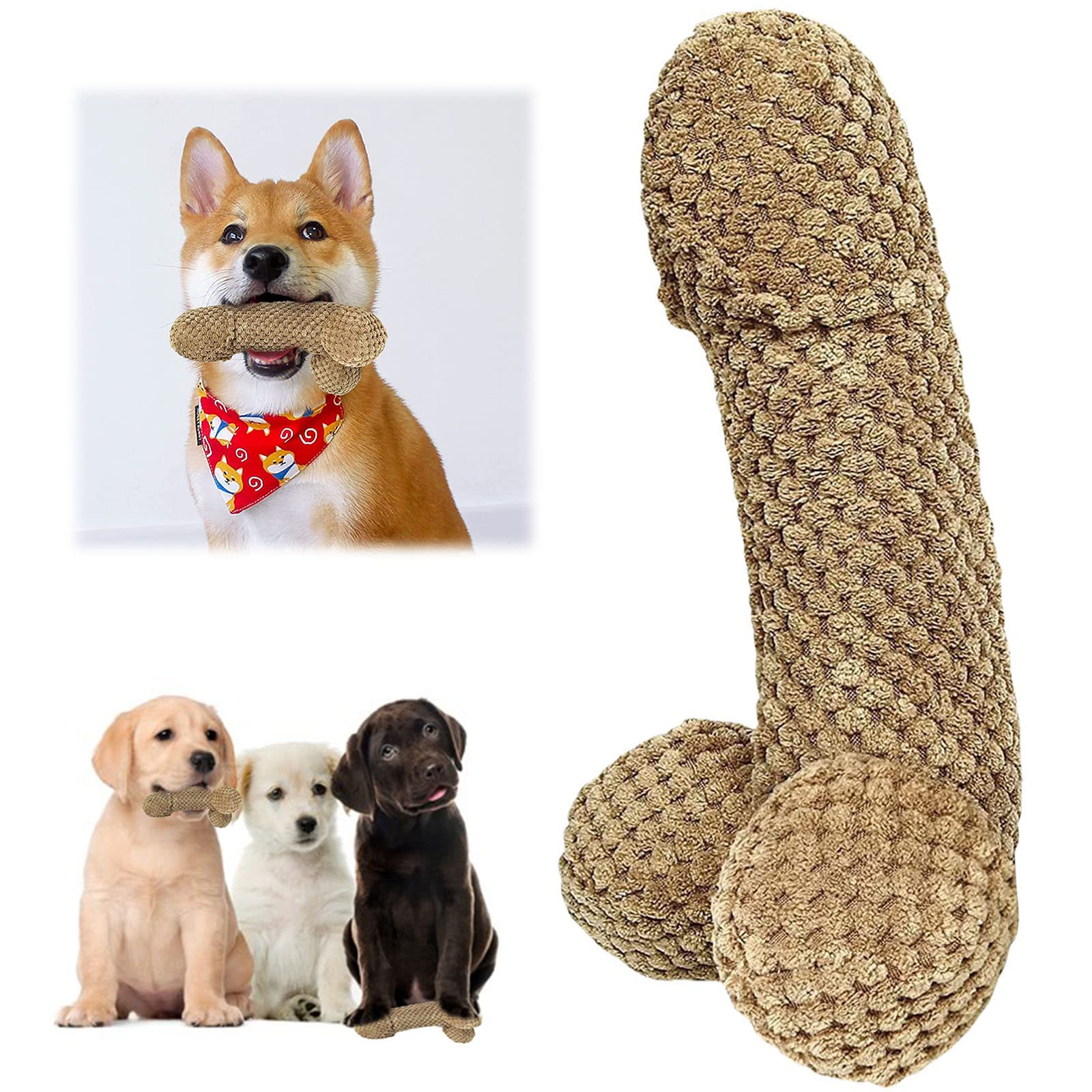 Durable 5.9 Inch Dog Chew Toys for Training & Teeth Cleaning - Soft Plush Teething Toy for Puppies & Small Dogs (15cm Brown) - Perfect for Playtime, Dental Care & Anxiety Relief