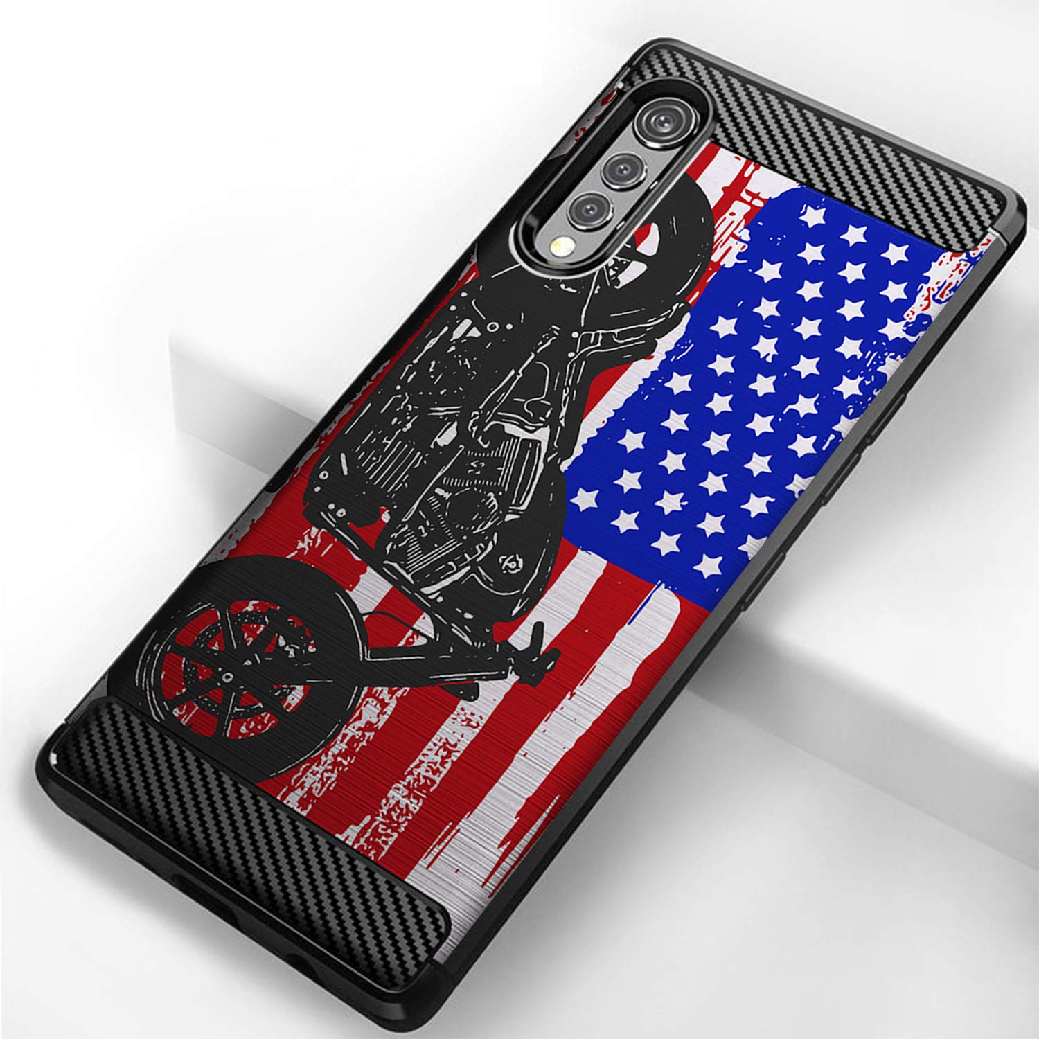 Shockproof TPU Case for LG Velvet & LG Velvet 5G - Slim Black Flexible Protective Phone Cover with Motorcycle Flag Design | Perfect for Outdoor Activities, Travel & Daily Use