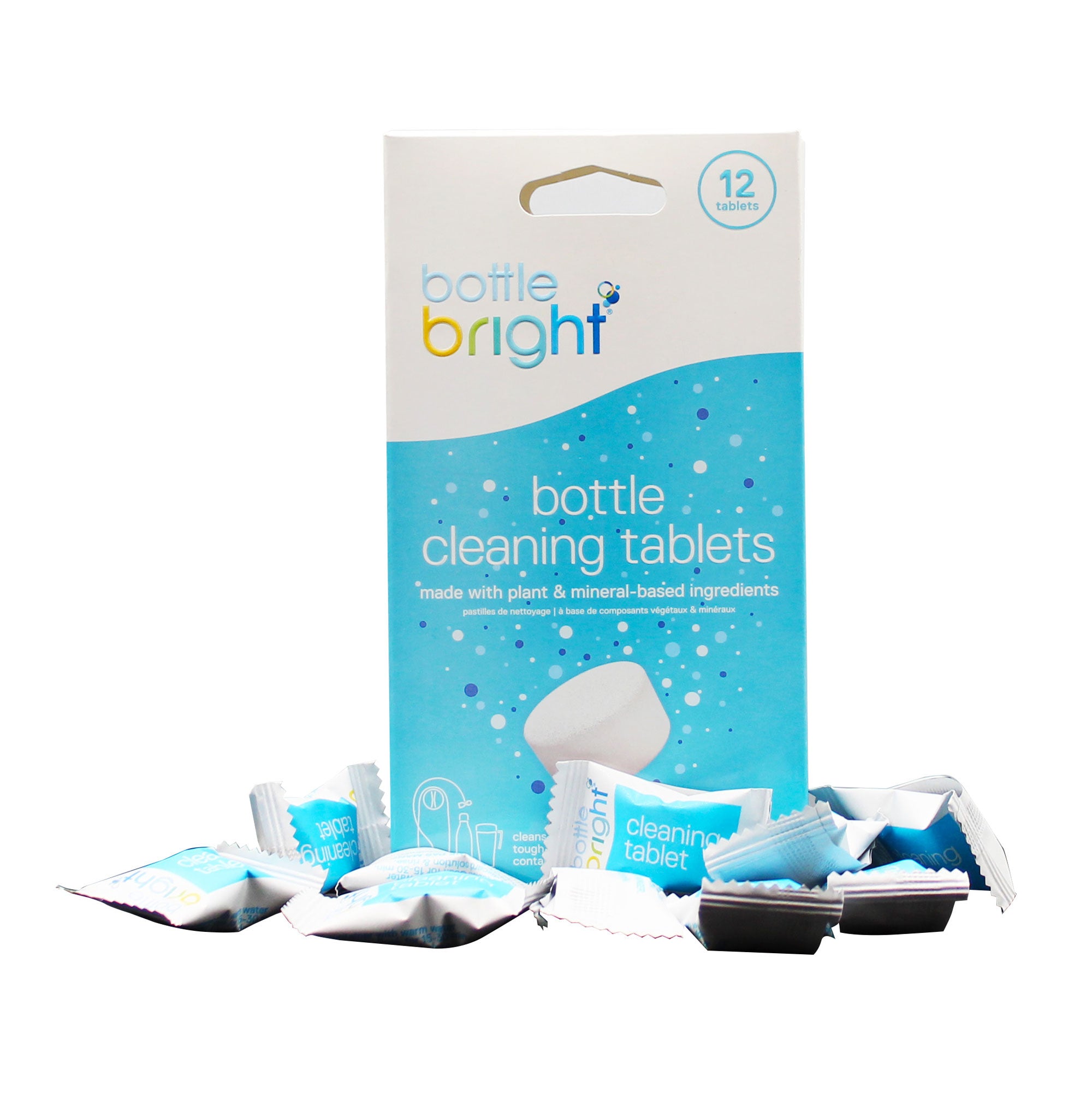 Bottle Bright Cleaning Tablets - 12 Pack | Reusable Stain Remover for Water Bottles, Coffee Mugs & Travel Tumblers | Eco-Friendly Cleaning Solution for Daily Use