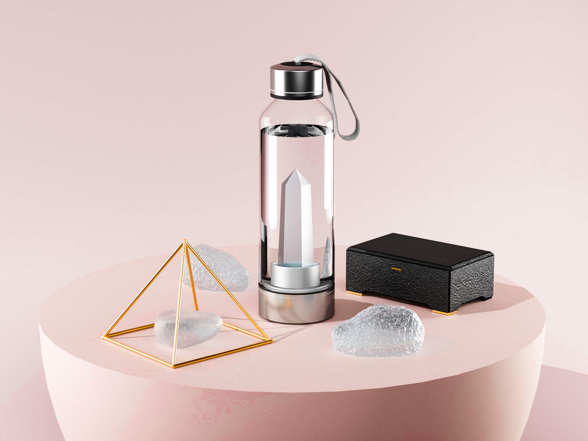 Clear Quartz Crystal Infused Water Bottle for Energy Healing & Hydration - Perfect for Yoga, Meditation & Wellness Routines
