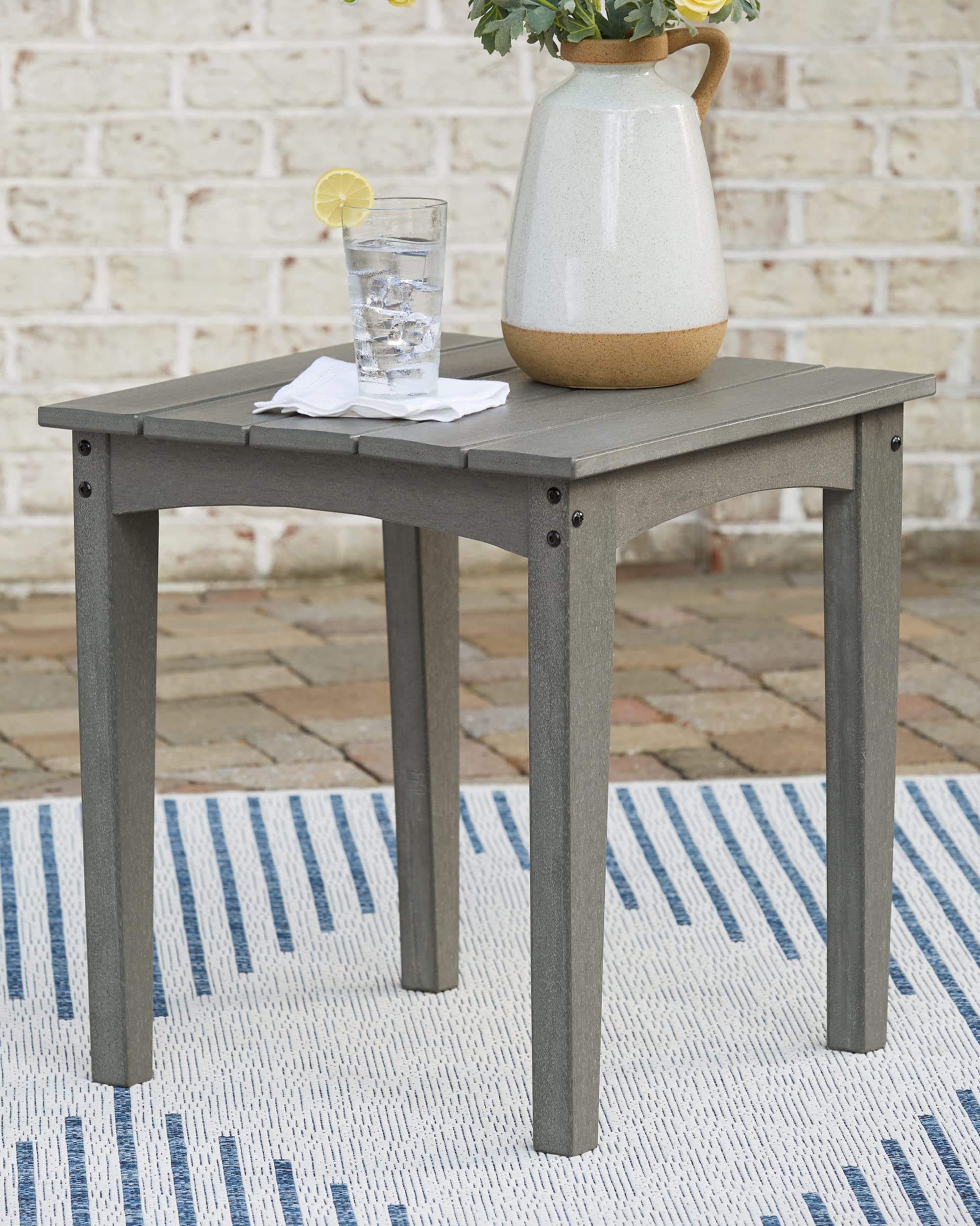 Signature Design by Ashley P802-702 Visola End Table - Modern Gray Nightstand for Bedroom, Living Room & Office - Compact Side Table with Storage Shelf