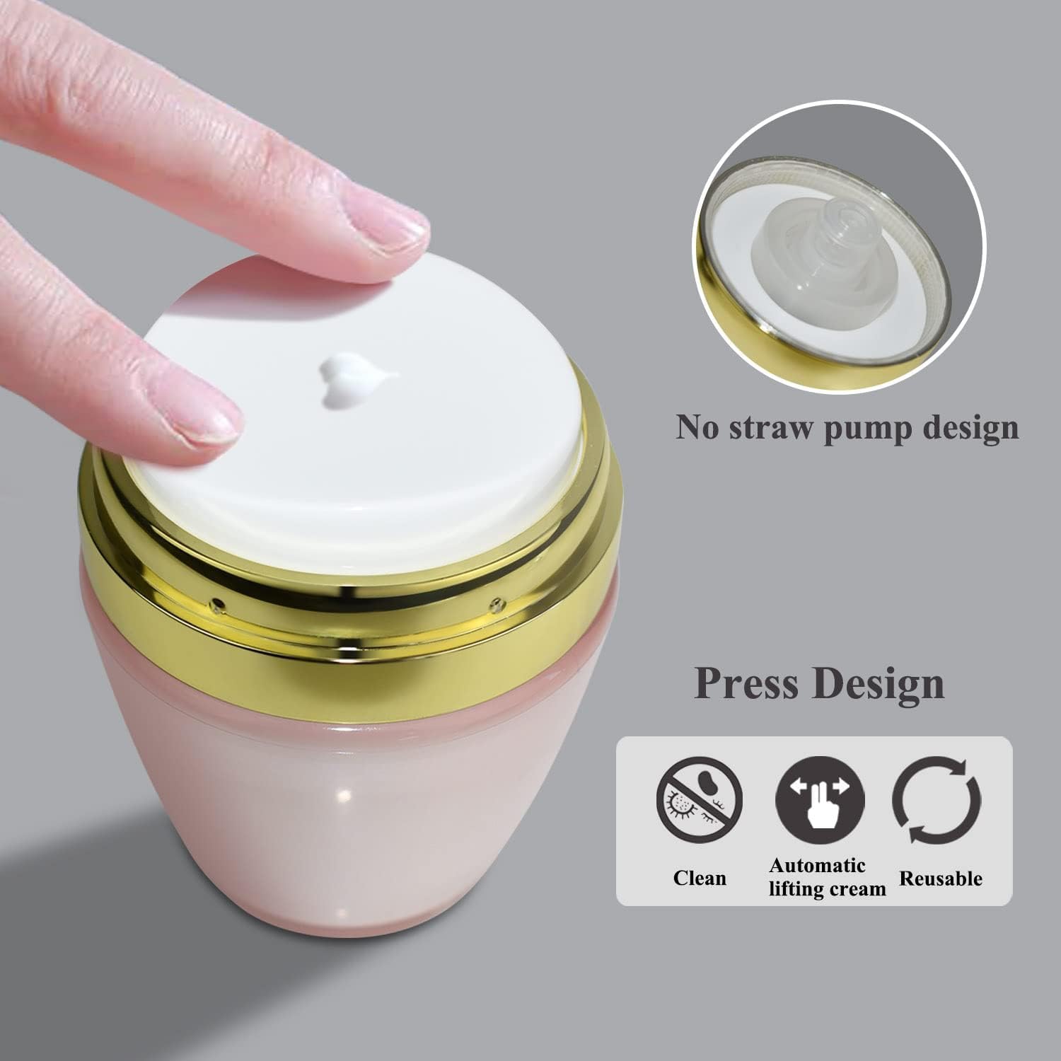 Refillable Airless Pump Jars for Face Cream & Lotion | Leak-Proof Acrylic Cosmetic Dispenser Bottles | Travel-Friendly Makeup Accessories | Perfect for Skincare Routine & On-The-Go Use