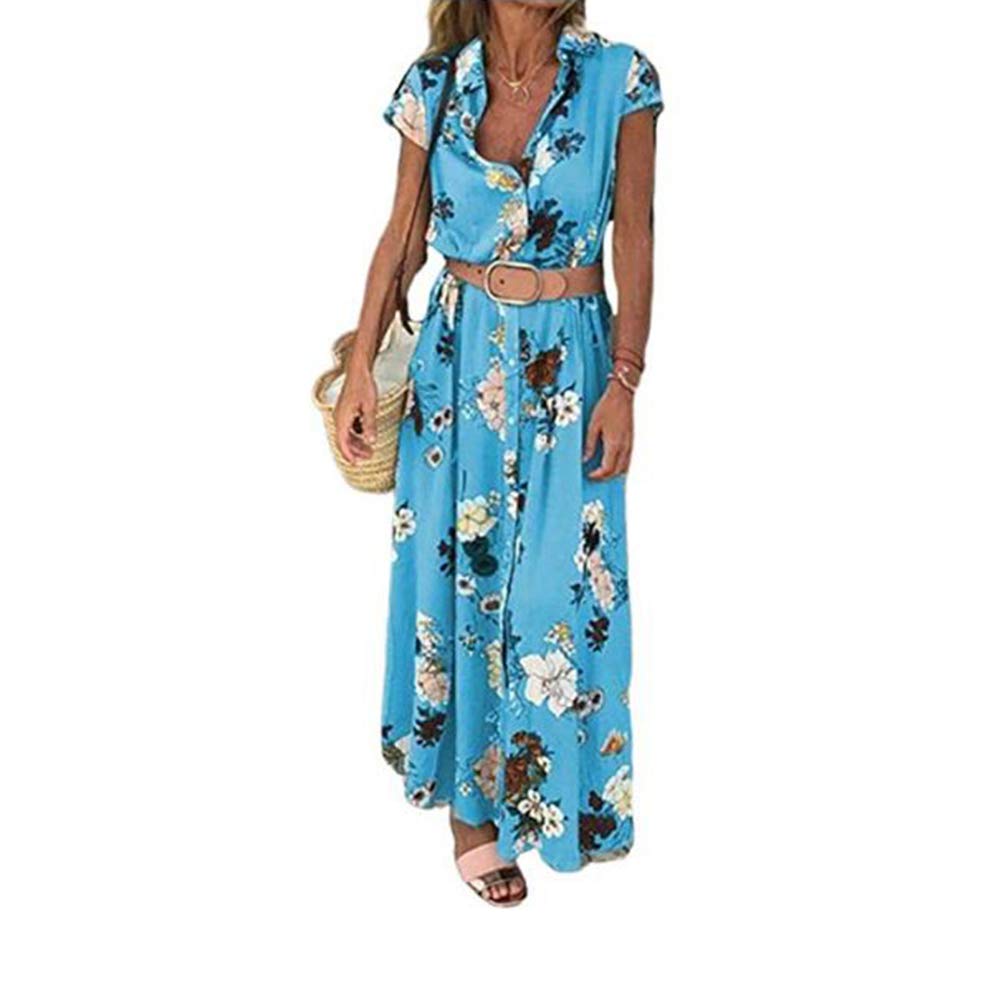 Kaipiclos Women's Maxi Dress - Boho Floral Print Long Sundress for Summer, Evening Party & Cocktail | Plus Size Flowy Dress for Beach Vacation, Date Night & Special Occasions