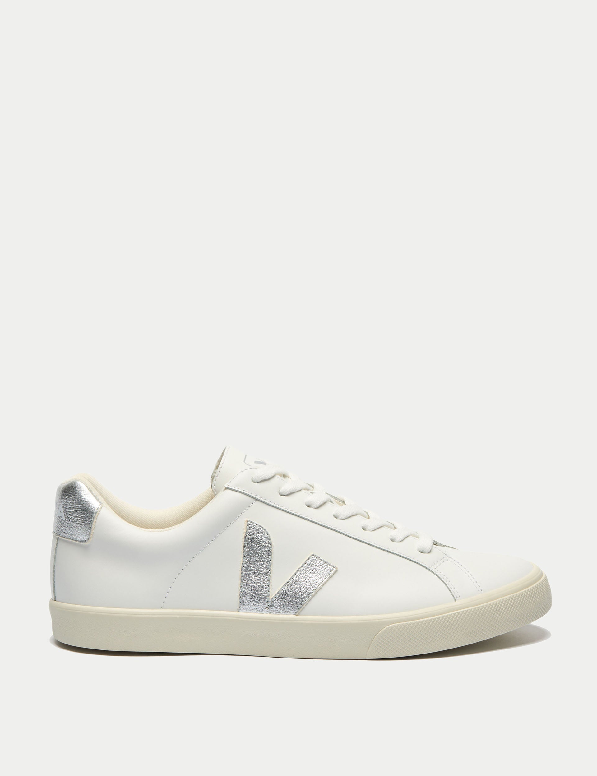 Esplar Genuine Leather Sneakers - White & Silver Colorway | Stylish & Comfortable for Casual Wear, Work & Everyday Outfits
