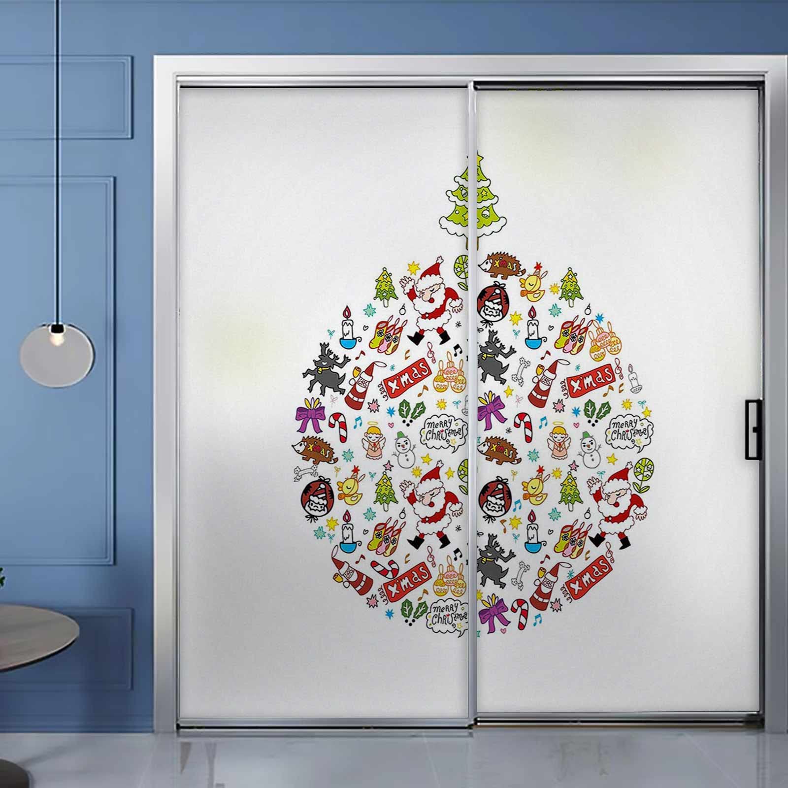 One Way Privacy Window Film - Static Cling Vinyl Sticker for Sun UV Blocking & Heat Control - Multicolor Decorative Design for Kids, Christmas, Glass Doors & Windows - Perfect for Home, Office & Nursery Privacy
