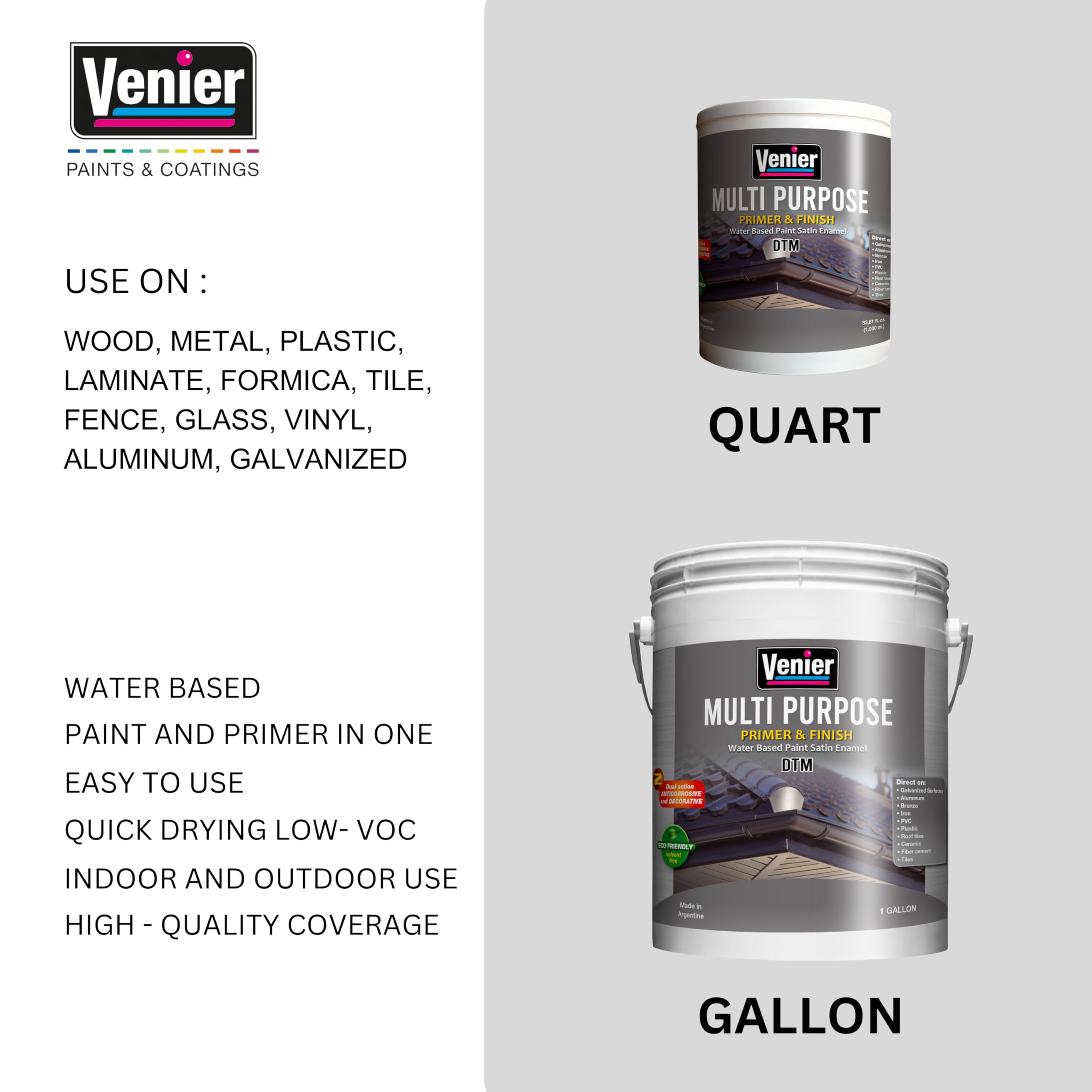 Venier White Cabinet Paint - Satin Finish Furniture Paint - 128 Fl Oz (1 Gallon) - All-in-One Paint for Cabinets, Furniture & Trim - No Sanding or Priming Required - Multi-Surface Paint for Wood, Metal & More - Perfect for Kitchen Cabinets, Bathroom Vanities & Home Decor Projects