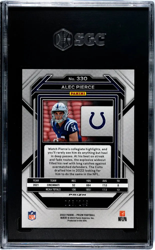 2022 Panini Prizm Football Alec Pierce Rookie Card Orange Prizm #/249 SGC 10 Gem Mint - Perfect for NFL Collectors, Fantasy Football Fans & Sports Memorabilia Displays