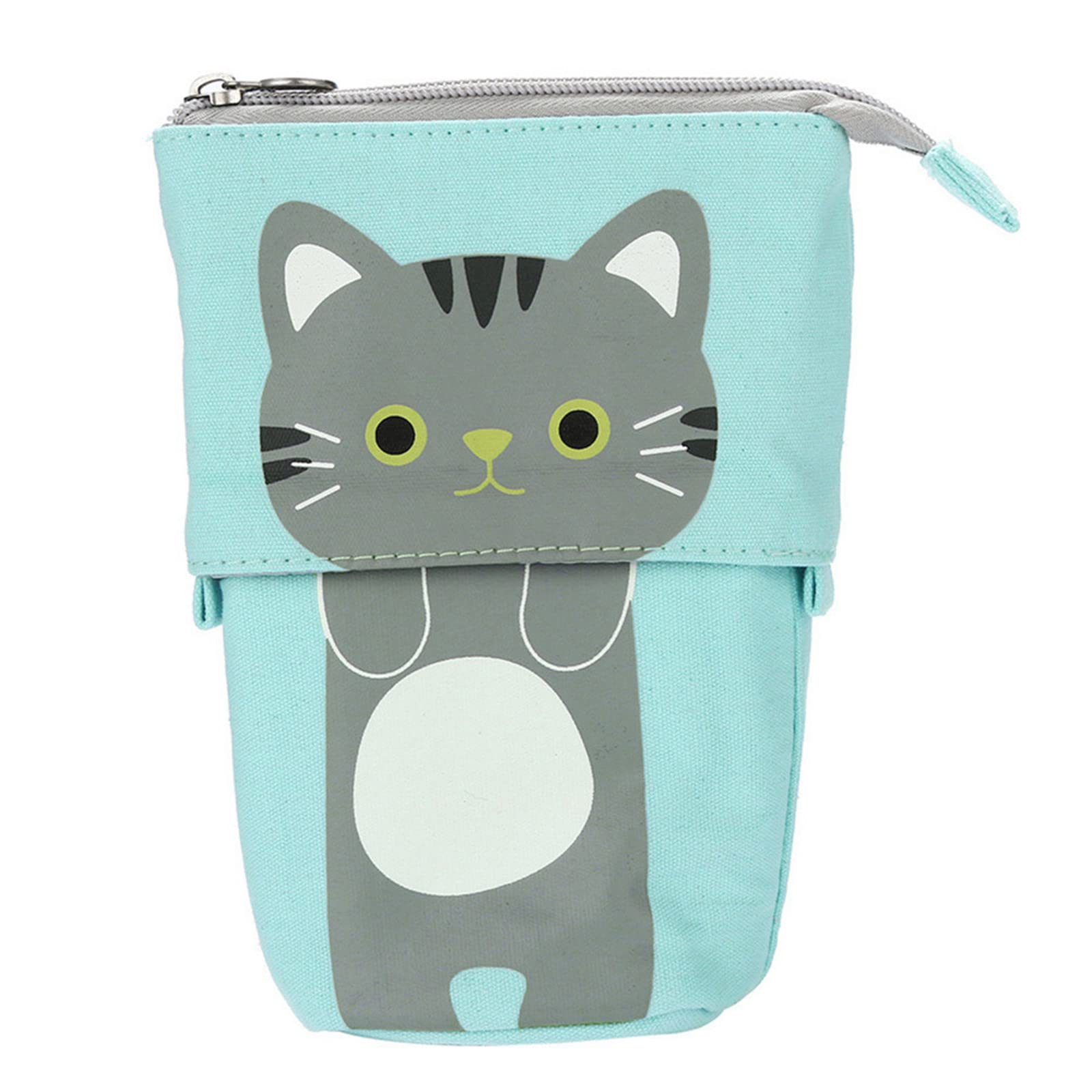 Cute Cartoon Cat Telescopic Pencil Case - Retractable School Stationery Storage Pouch for Kids & Teens - Perfect for School, Office & Travel Organization (Cat Design)