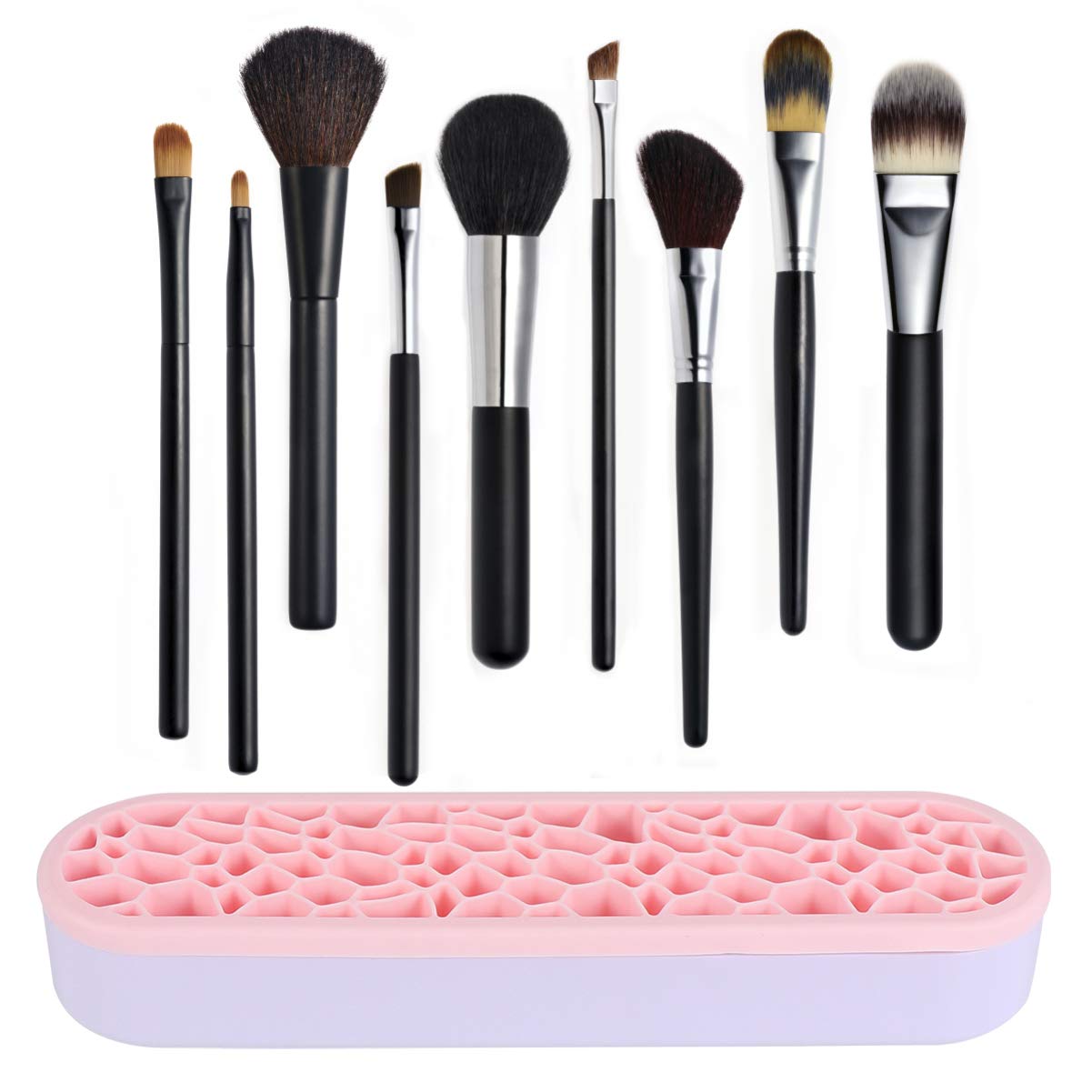 HEALLILY Silicone Makeup Brush Holder & Organizer - Cosmetic Brush Stand for Women | Portable Makeup Storage Box for Travel, Home Vanity & Salon Use