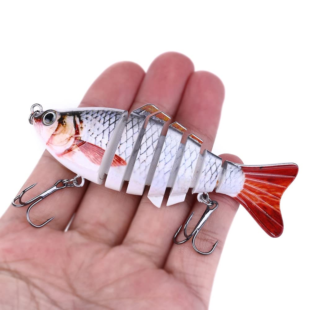 10cm 15.4g Multi-Jointed Swimbait Fishing Lures - 7 Segment Sinking Wobblers Hard Bait for Bass, Pike & Walleye | Perfect for Freshwater & Saltwater Crankbait Fishing (Color: JM023-2)
