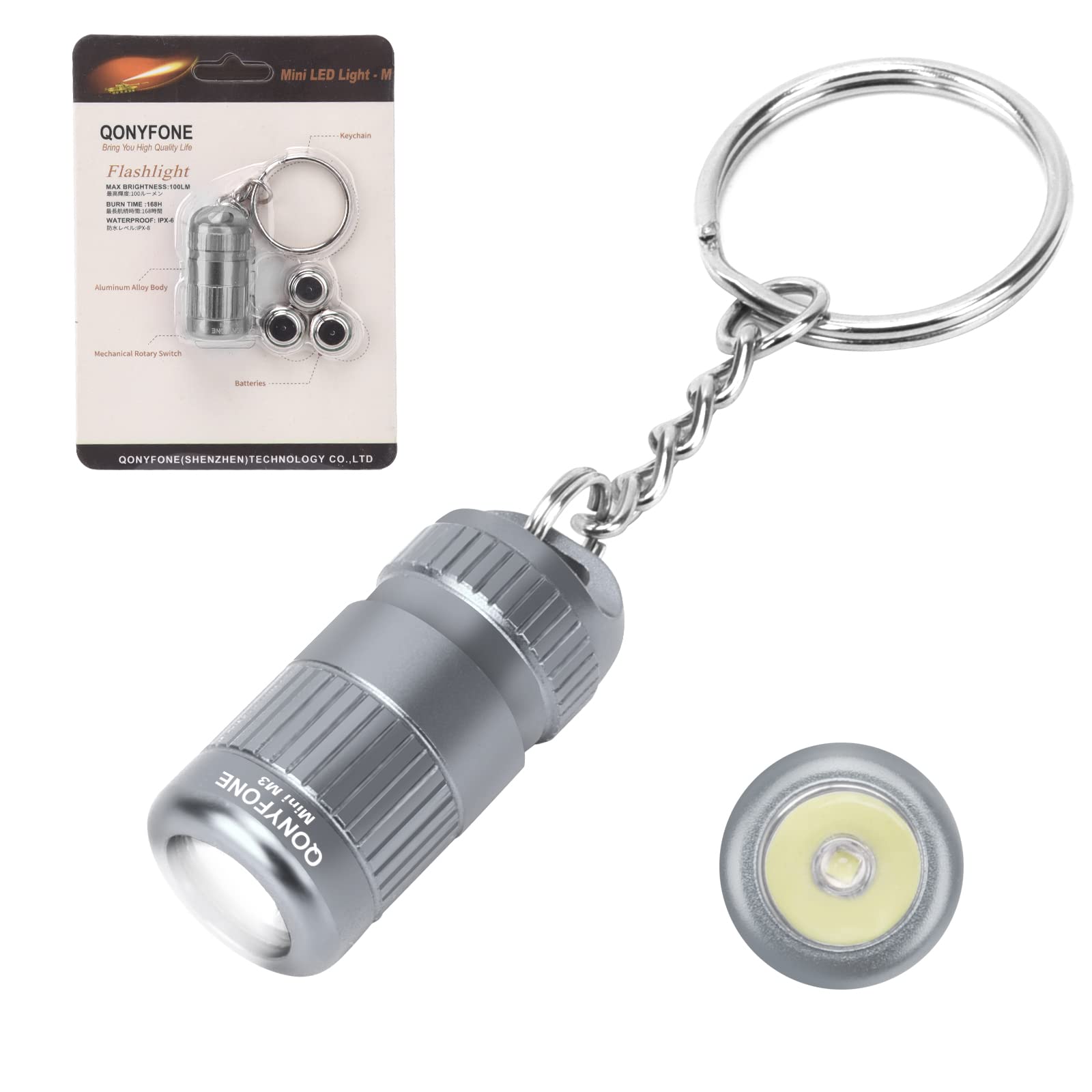 QONYFONE Powerful Mini Flashlight - Ultra Bright LED Keychain Light, Waterproof Pocket Flashlight with High Lumens for Emergencies, Camping, Hiking & Outdoor Activities