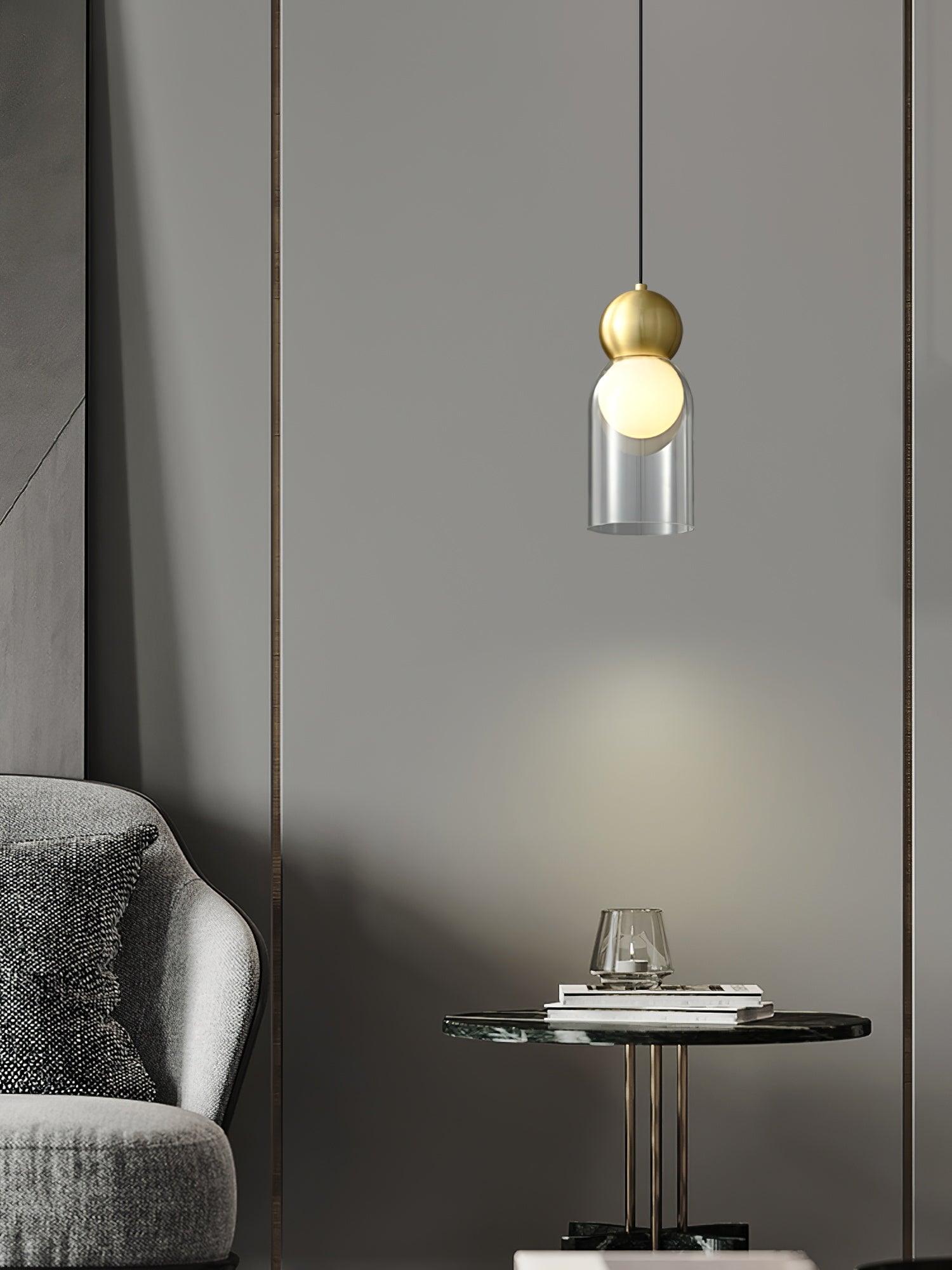 Vintage Brass Pendant Light - Industrial Style Hanging Ceiling Lamp for Kitchen Island, Dining Room & Bedroom Lighting