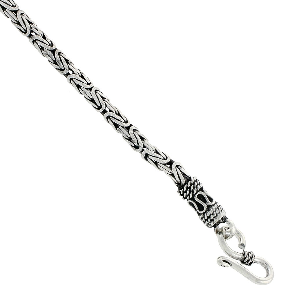 3mm Sterling Silver Square Byzantine Chain Necklace & Bracelet Set - Nickel Free, 3mm Width, 7-30 Inch Adjustable Length - Perfect for Gifts, Weddings, and Everyday Elegant Jewelry Wear
