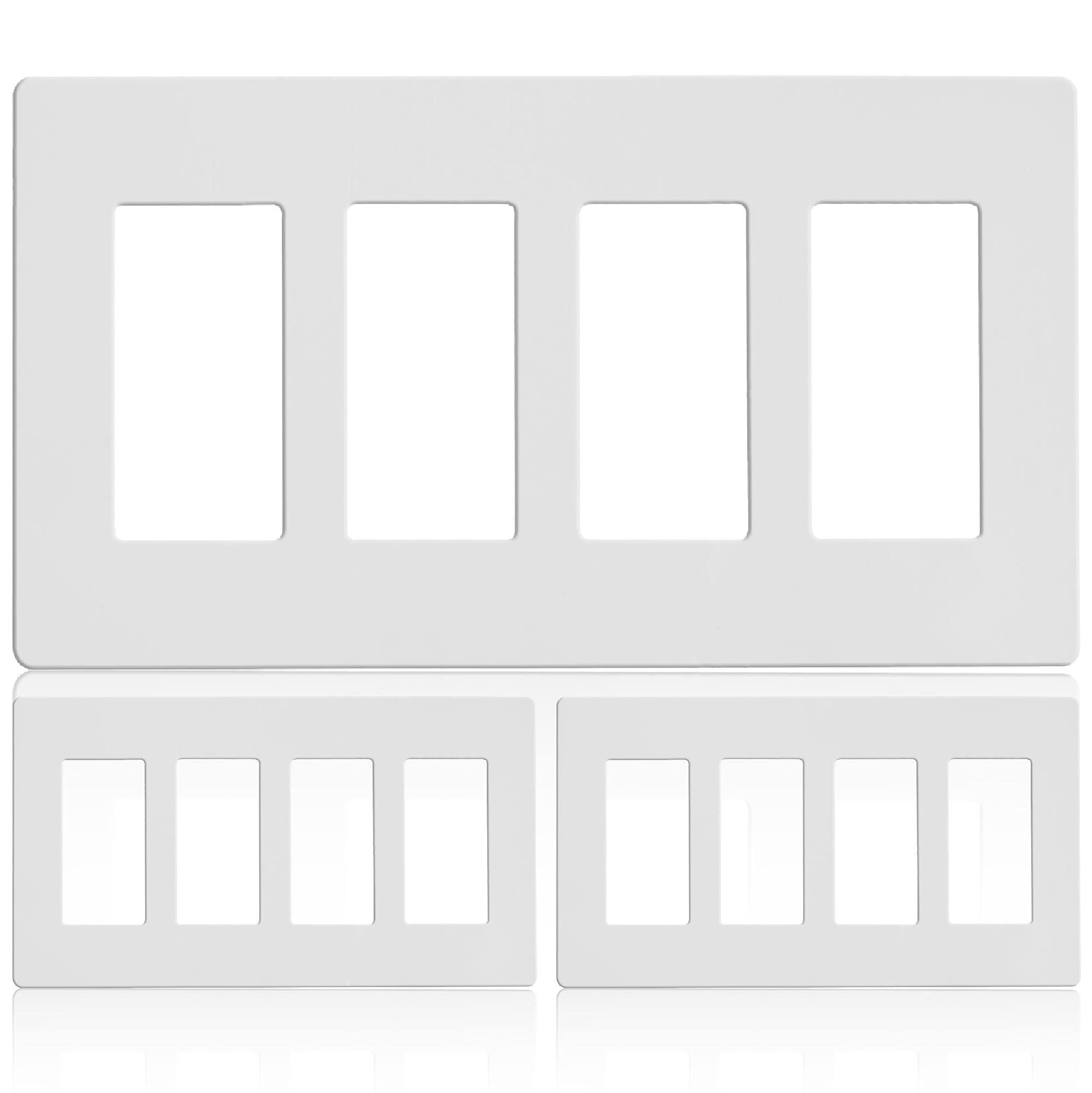 Faith 4-Gang Screwless Wall Plate Outlet Cover - Child Safe, Fits GFCI/USB/Dimmer/Lighting Controls - 4.68