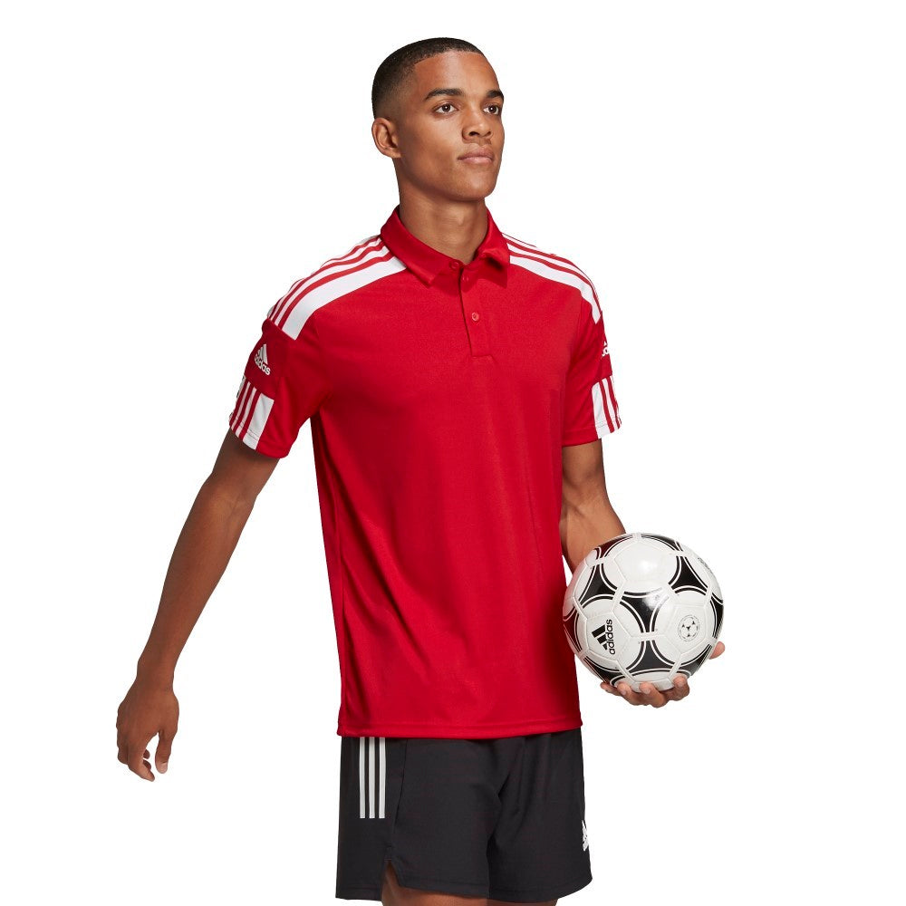 Adidas Adult Squadra 21 Polo Shirt for Men - Breathable Performance Golf & Casual Wear (Red/White) - Perfect for Sports, Work & Everyday Outfits
