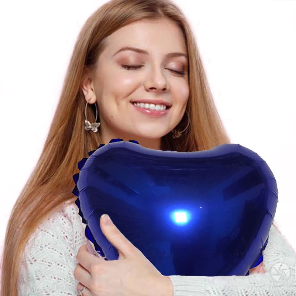 20 Pcs 18 Inch Navy Blue Heart Foil Balloons - Mylar Helium Balloons for Wedding, Birthday Party Decorations | Perfect for Anniversary, Baby Shower & Valentine's Day Celebrations