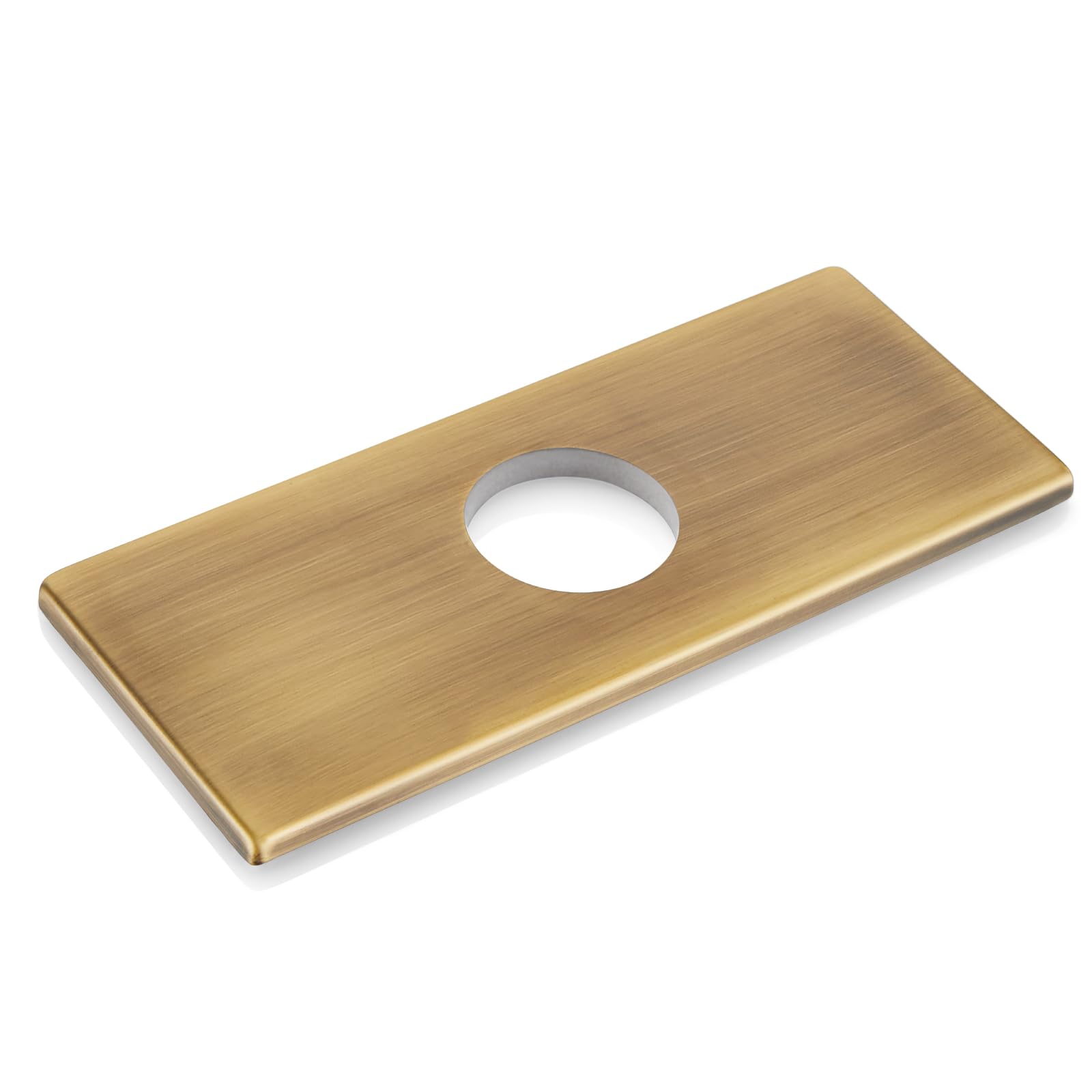 Gotonovo 6 Inch Rectangle Deck Mount Faucet Plate - Antique Brass Faucet Hole Cover for Kitchen & Bathroom Sink (Fits 1-Hole or 3-Hole 4-Inch Centerset) | Perfect for Upgrading Sink Fixtures & Concealing Unused Holes
