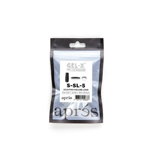 Apres Gel X Refill Tips 2.0 - 50pc Long Square Sculpted Nail Tips for Professional Salon & DIY Manicures - Perfect for Acrylic, Gel & Nail Extensions