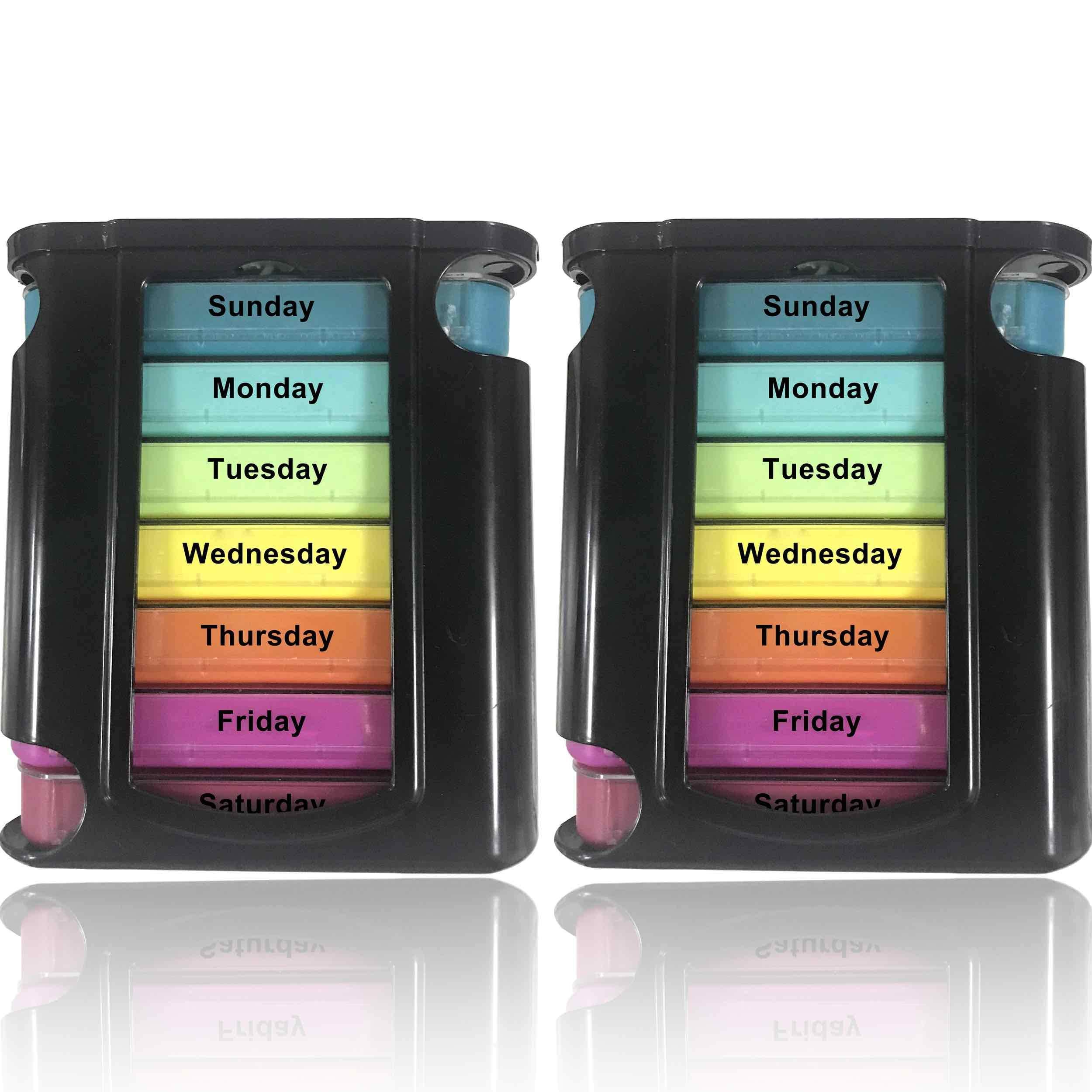 Premium Stackable Daily Pill Organizer 2-Pack - 7-Day AM/PM Weekly Medication Reminder with 4 Daily Compartments - Ideal for Vitamins, Supplements & Travel - Perfect for Home, Office & Vacation Use
